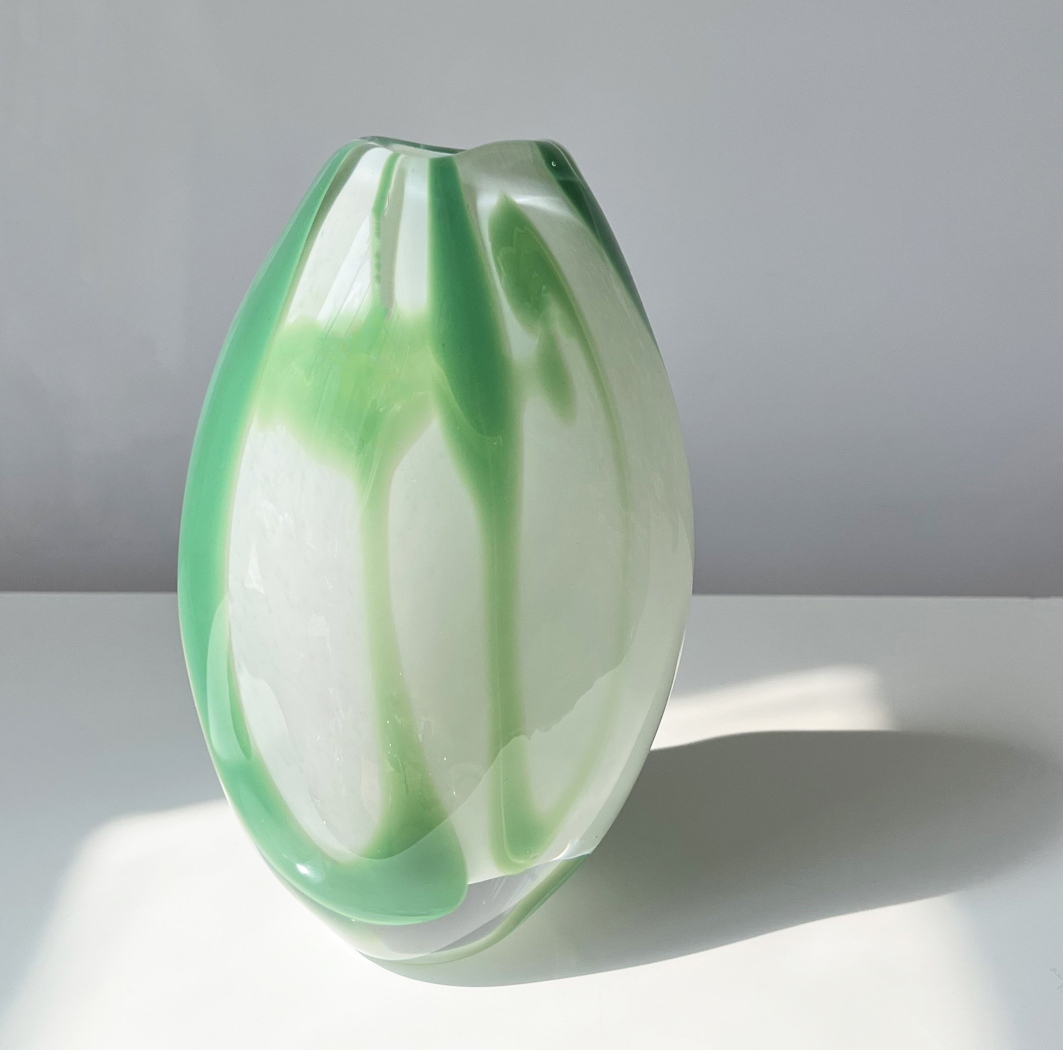 GREEN & WHITE Caligraphy Glass by Michèle Oberdieck 1.jpg