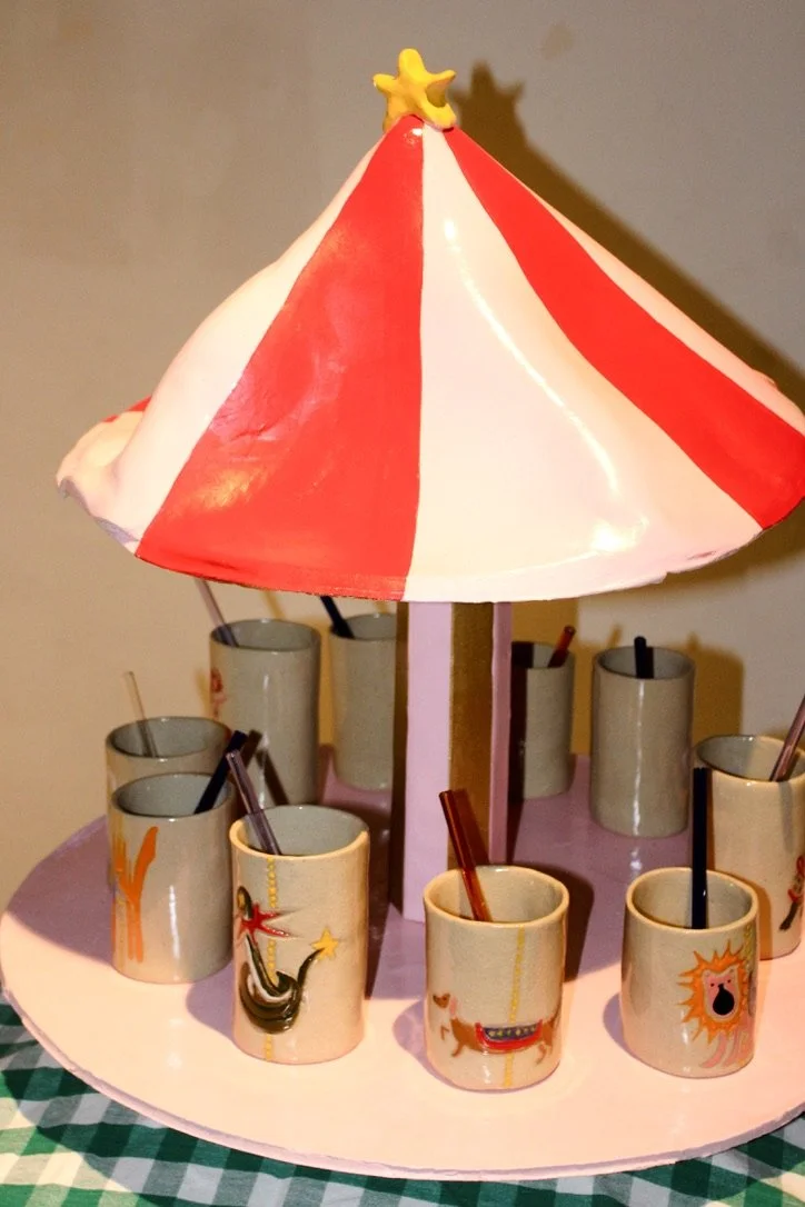 Carousel and Carousel Cups (stoneware, borosilicate glass) 2025