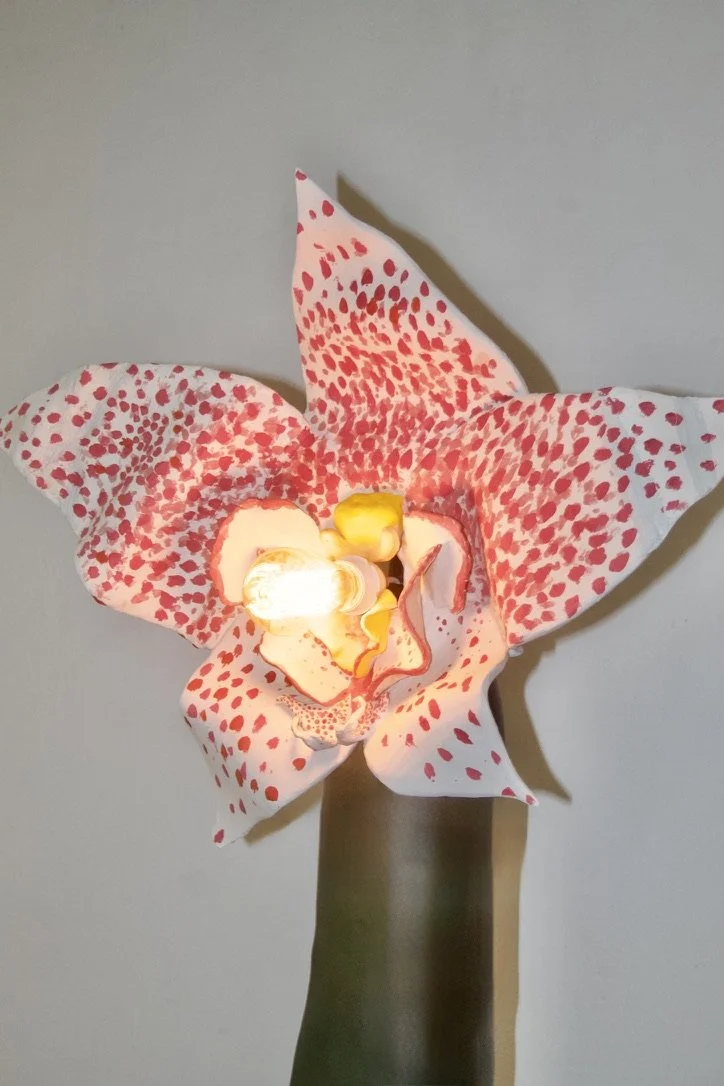 Standing Orchid Lamp (stoneware, lamp)
