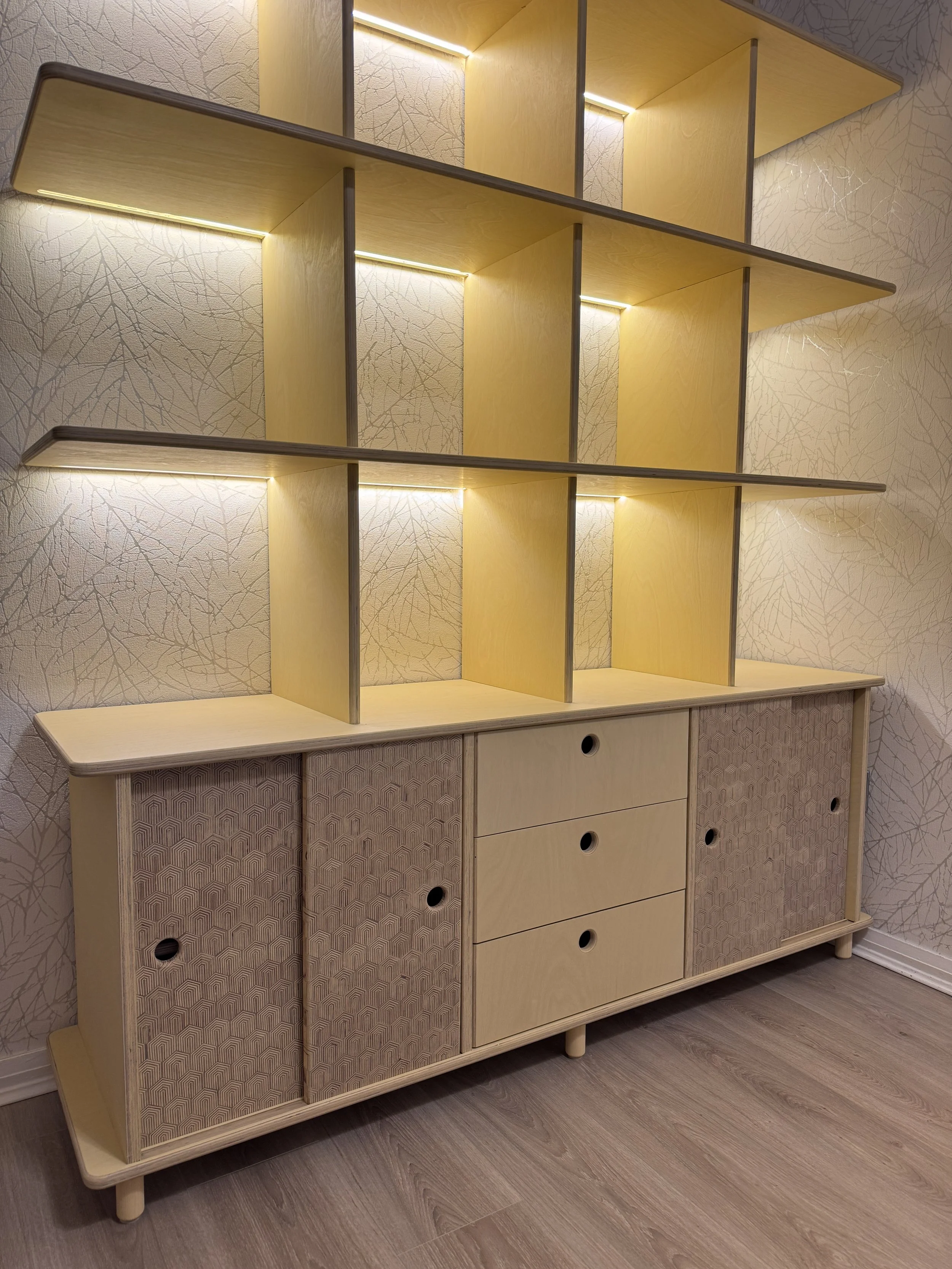 Patterned Plywood Display Unit