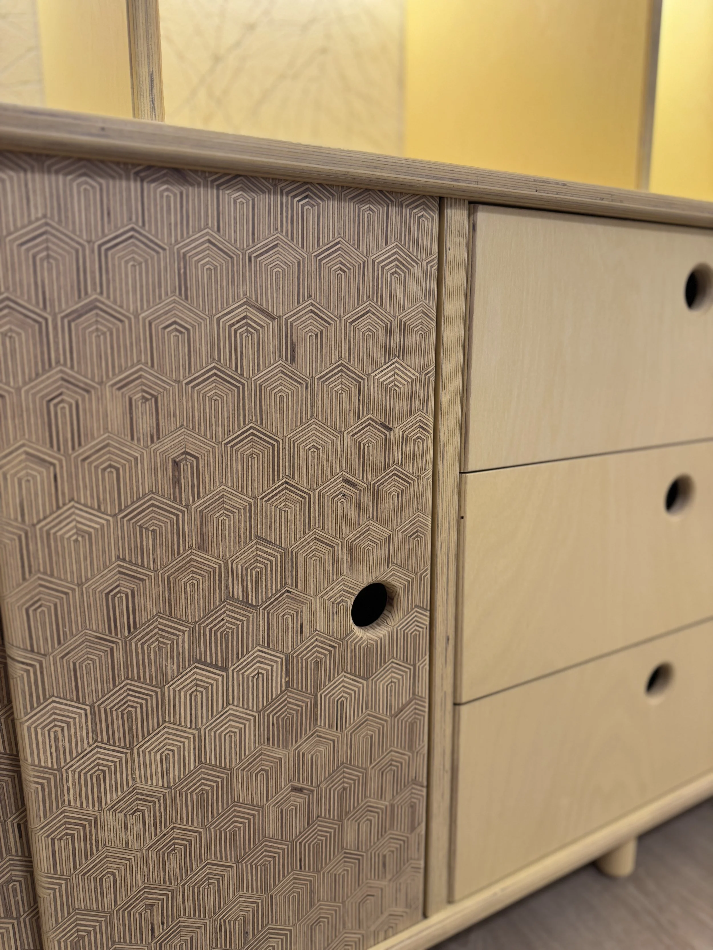 Parallel Workshop Patterned Plywood Shelving Unit