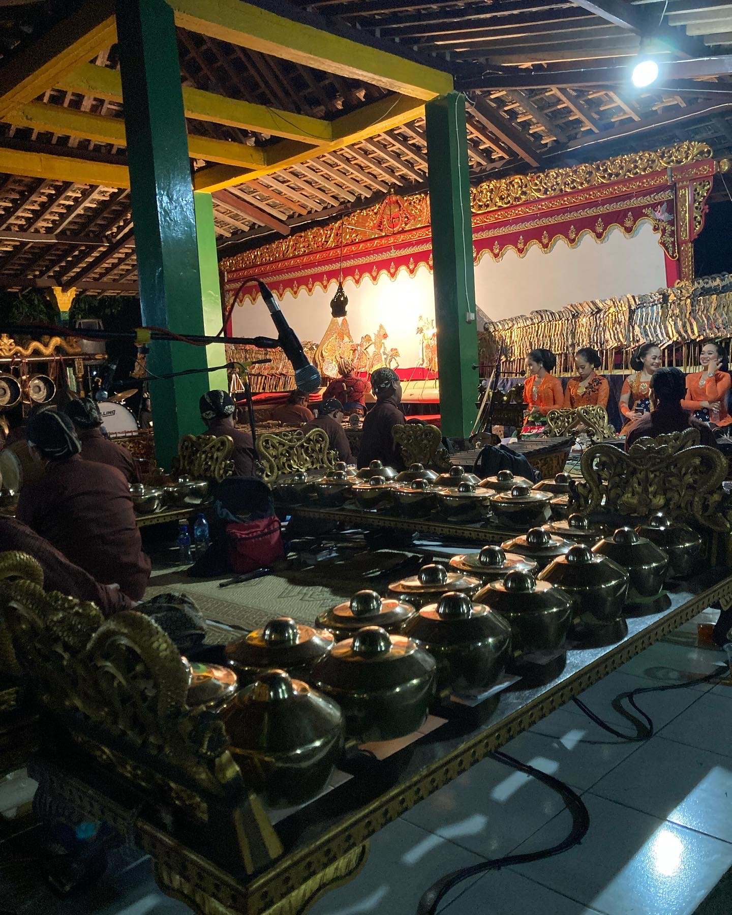 The stage set up - the dalang and gamelan orchestra