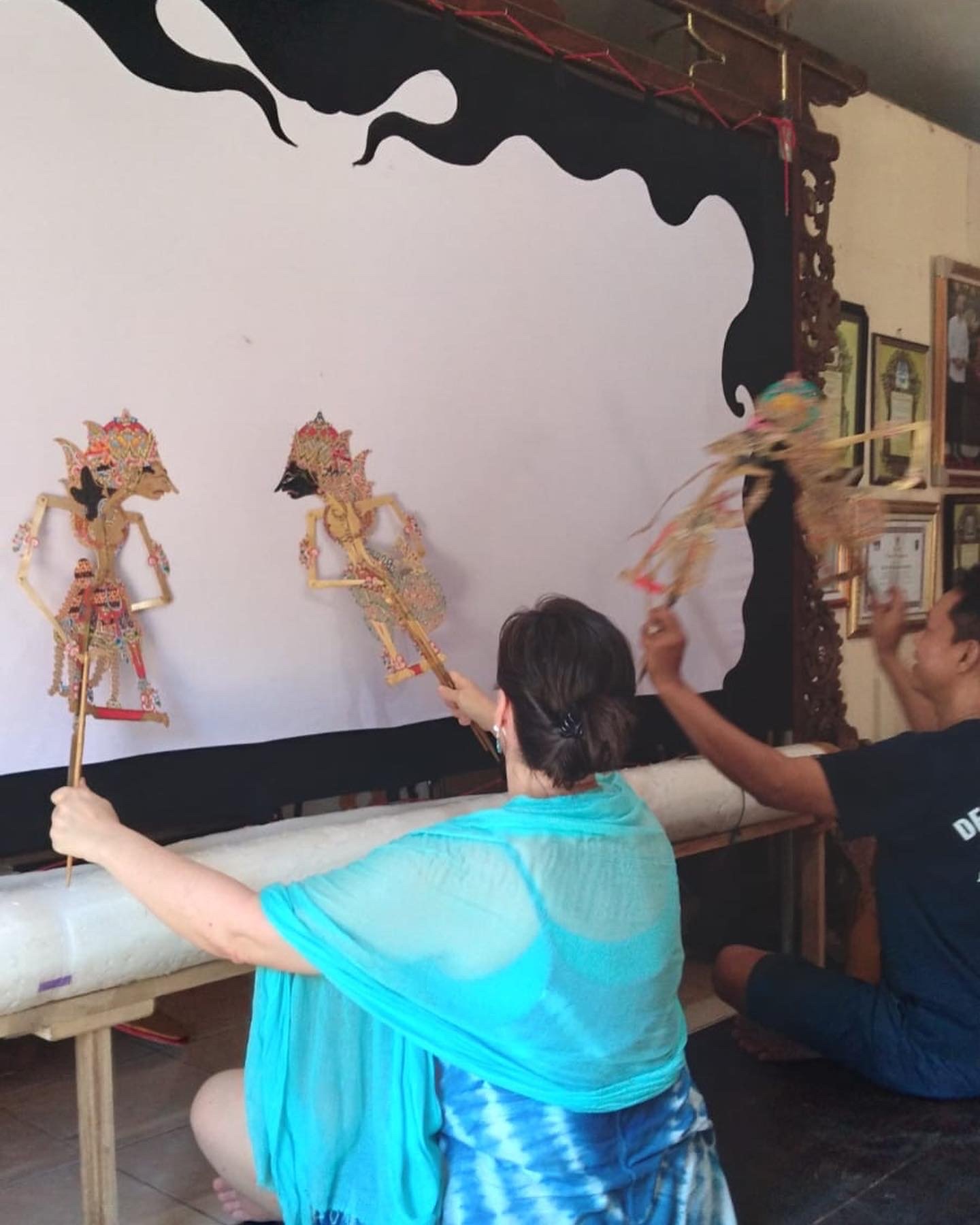 Learning wayang kulit (shadow puppetry) with Ki Catur Benyek in Yogyakarta, Java