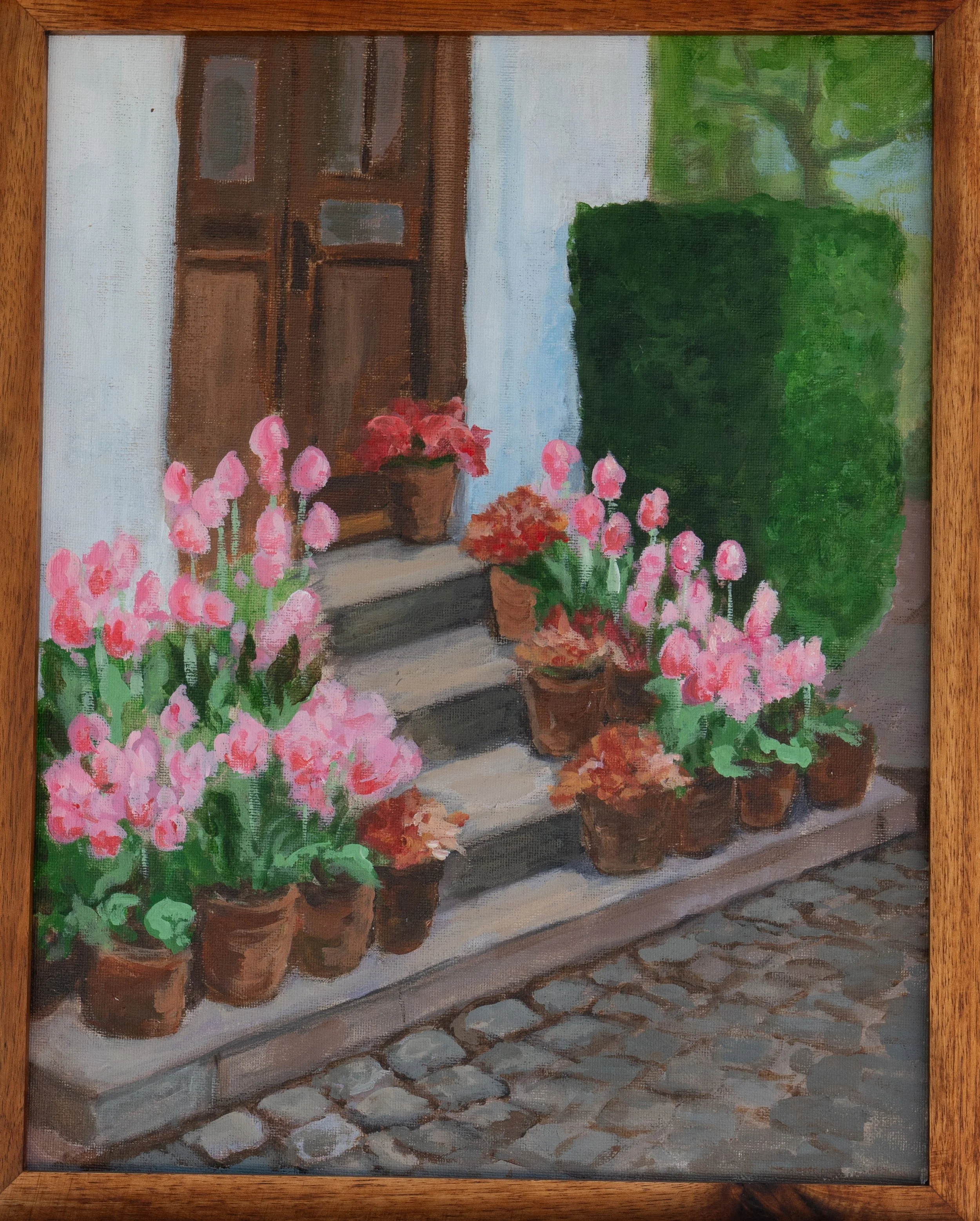GARDEN STOOP | 11" x 14" | Acrylic on Canvas Board | $300
