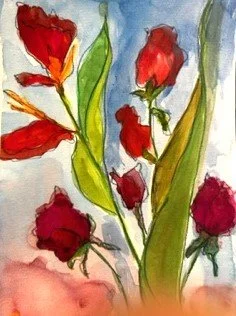 TULIPS | Watercolor with Pencil on 130# Cold Press Paper | 8" x 12" | $50 