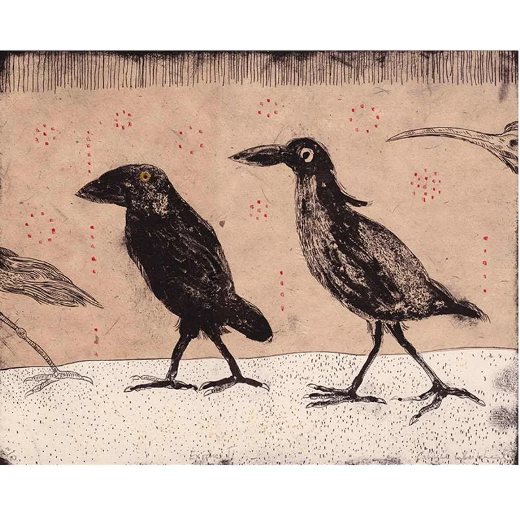 Exodus II, waterless litho with chine collé