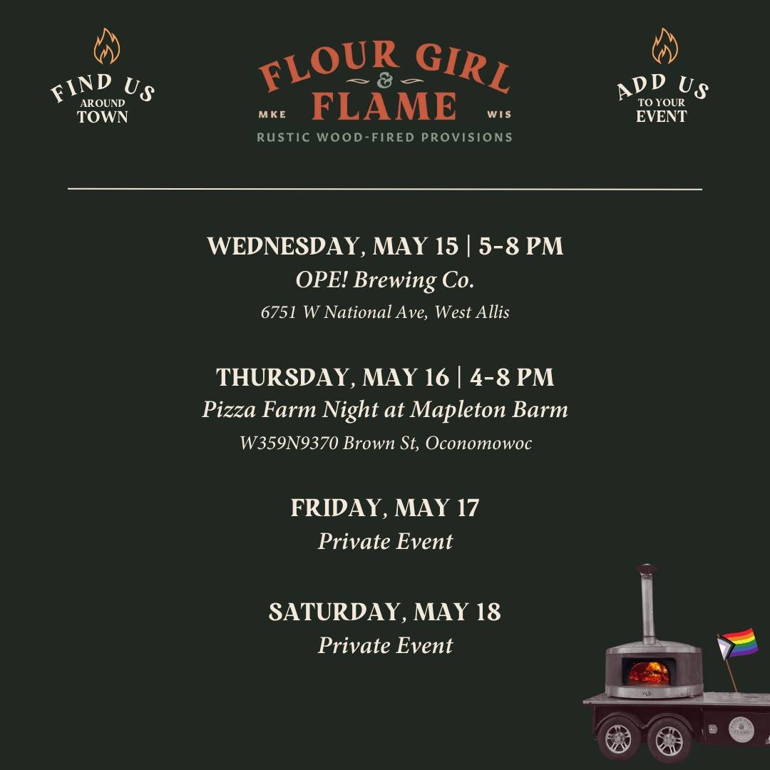 Hey fam, here's this week&rsquo;s schedule!

We're pumped to be back at @mapletonbarn for Pizza Farm Night! Grab your rezzys if you haven&rsquo;t already and head on out to the farm for live music, good vibes and PIZZA! 

It&rsquo;s a new week, so LE