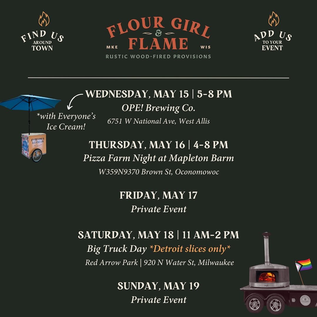 Hey fam, here&rsquo;s this week&rsquo;s schedule!

We&rsquo;re pumped to be back at @mapletonbarn for Pizza Farm Night! Grab your rezzys if you haven&rsquo;t already and head on out to the farm for live music, good vibes and PIZZA! 

Let&rsquo;s make
