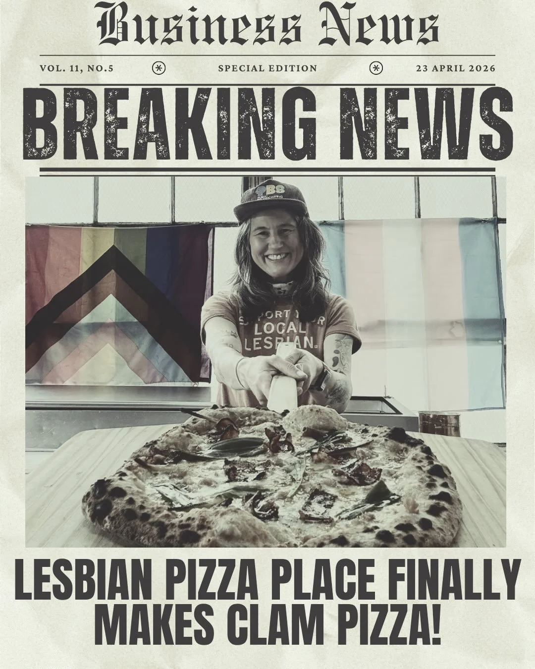 📰 Extra extra read all about it. We&rsquo;re wishing everyone a very happy lesbian visibility week which we are mildly ashamed to say we found out about yesterday, but hey, the pizza still works! 🌈

We&rsquo;ve been around nearly 6 years now and ha