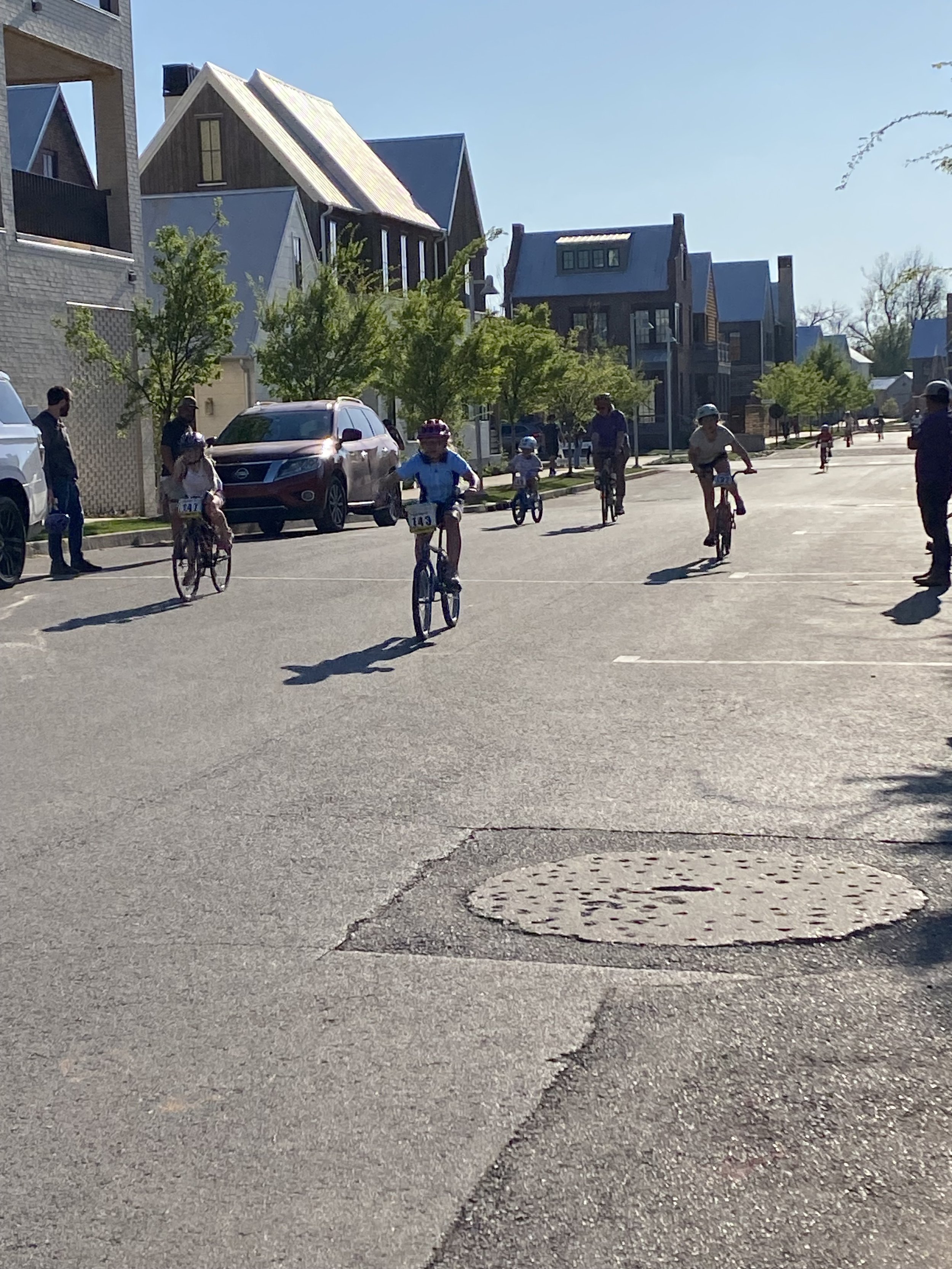 Finish line at Wheeler Criterium's bike race for kids&lt;em&gt;Wheeler District&lt;/em&gt;