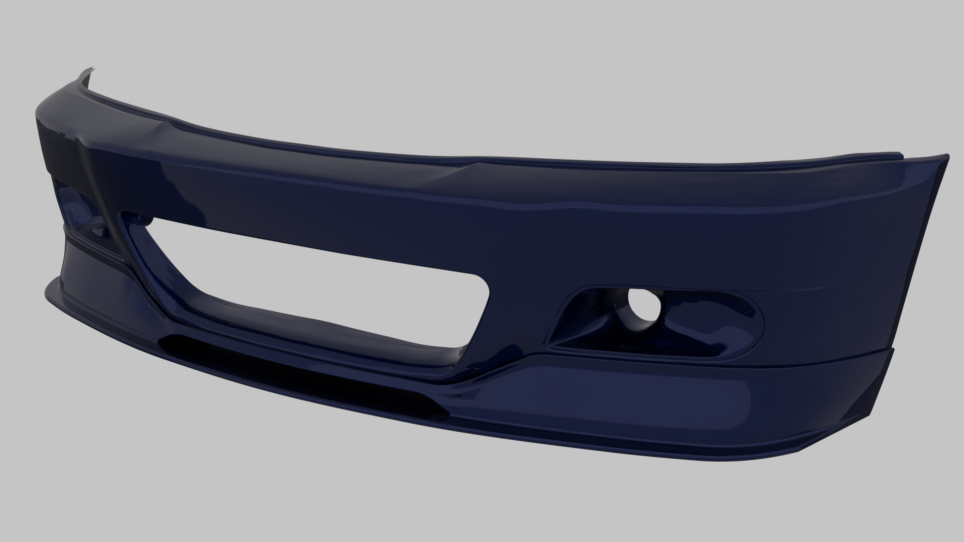 A blue car front bumper isolated on a plain background.