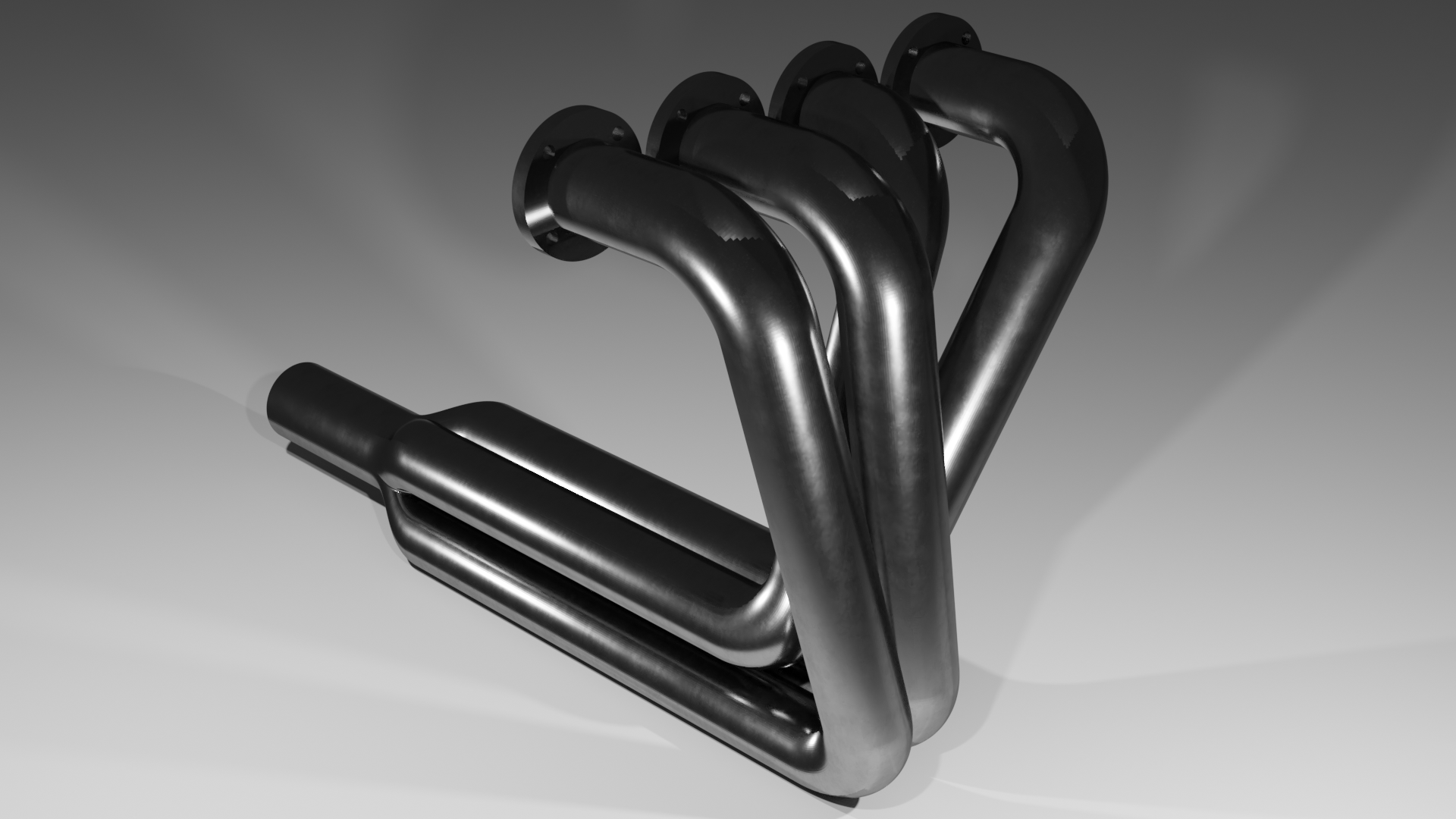 A set of black U-shaped metal handles arranged in a tiered formation on a gradient background.