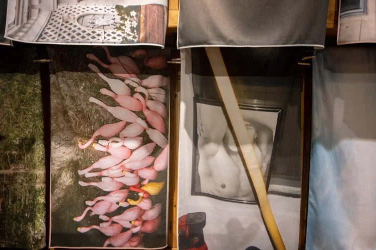 The Symbiotic Shore: Excerpts from IQECO Fire Island Image Archive (2019), Various Artists for the Institute of Queer Ecology. 44 towels, each 33 x 57 in (83.82 x 144.8 cm) Installation view of “The Symbiotic Shore” a group exhibition curated by the