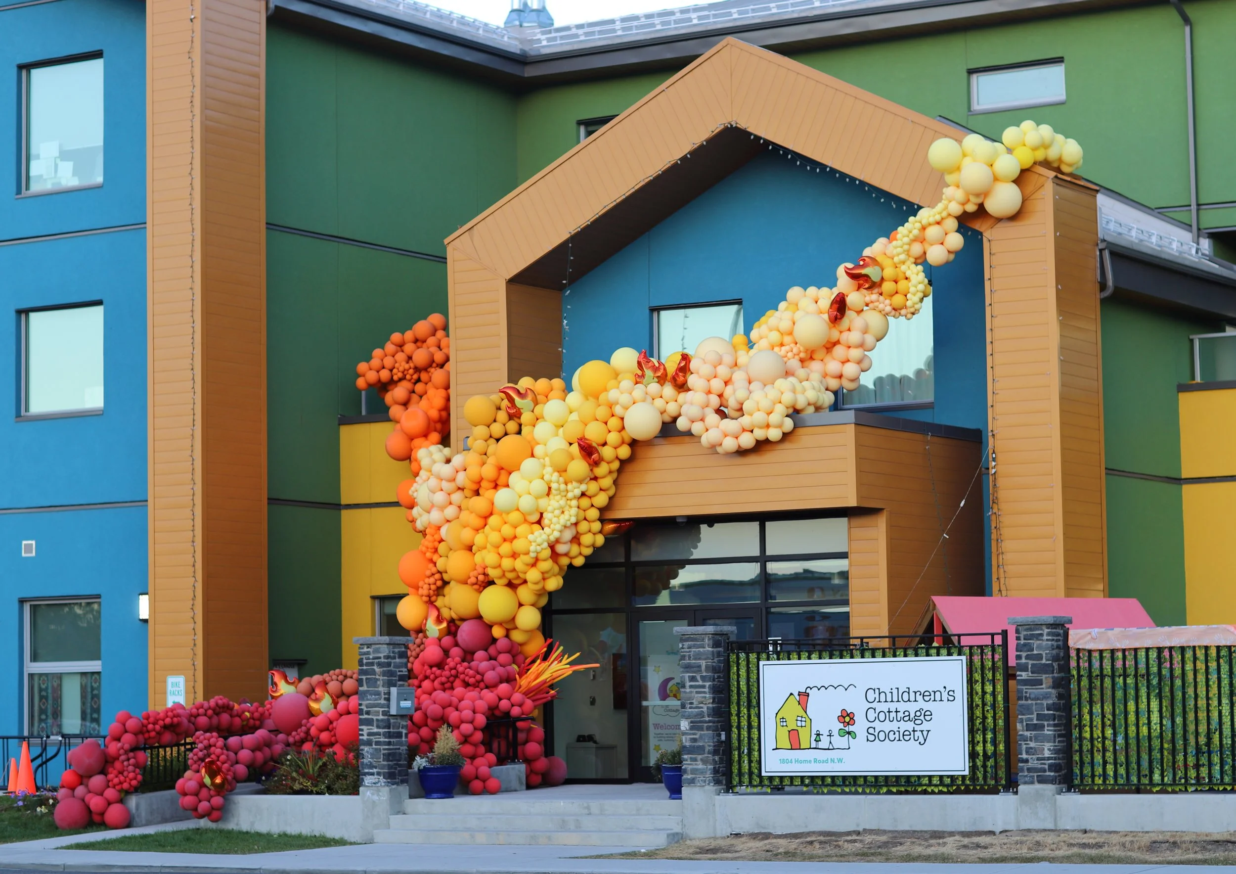 Balloons and Lush Calgary Party 50 Outdoor installations for Buildings, corporate events Anniversary Calgary.JPG