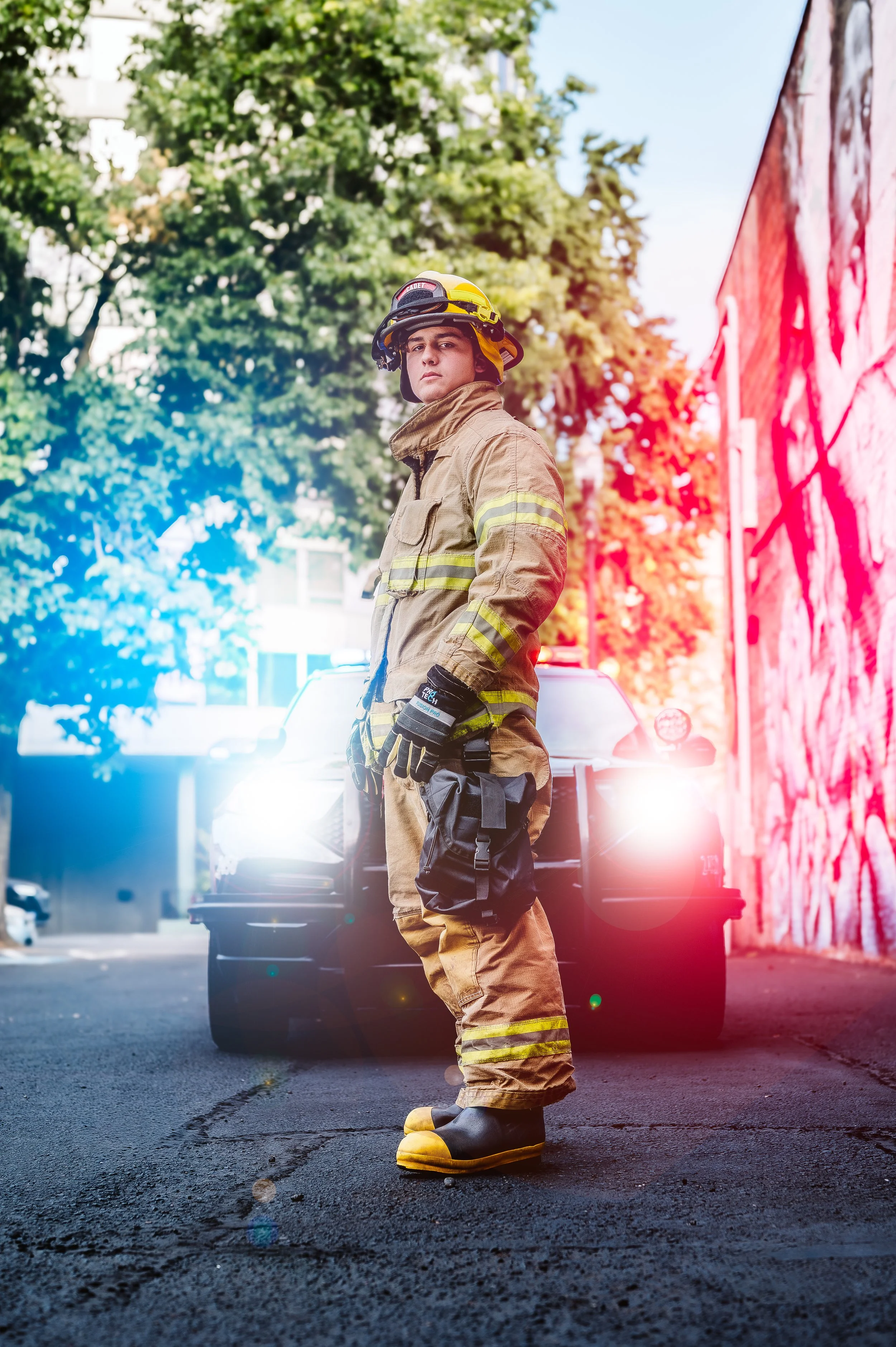 Creative senior portraits in Portland, Oregon highlighting personal interests and bold visual storytelling.