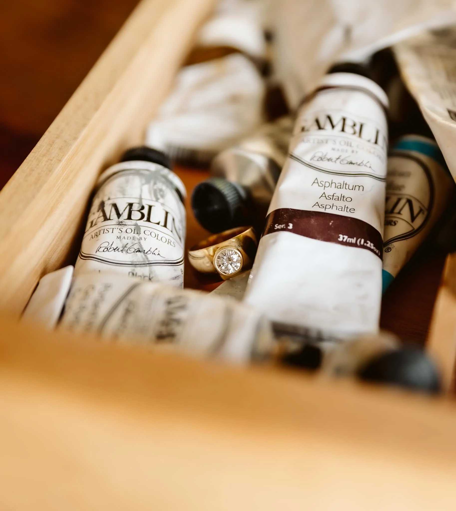 Wedding ring detail during getting ready at intimate wedding in Vancouver Washington