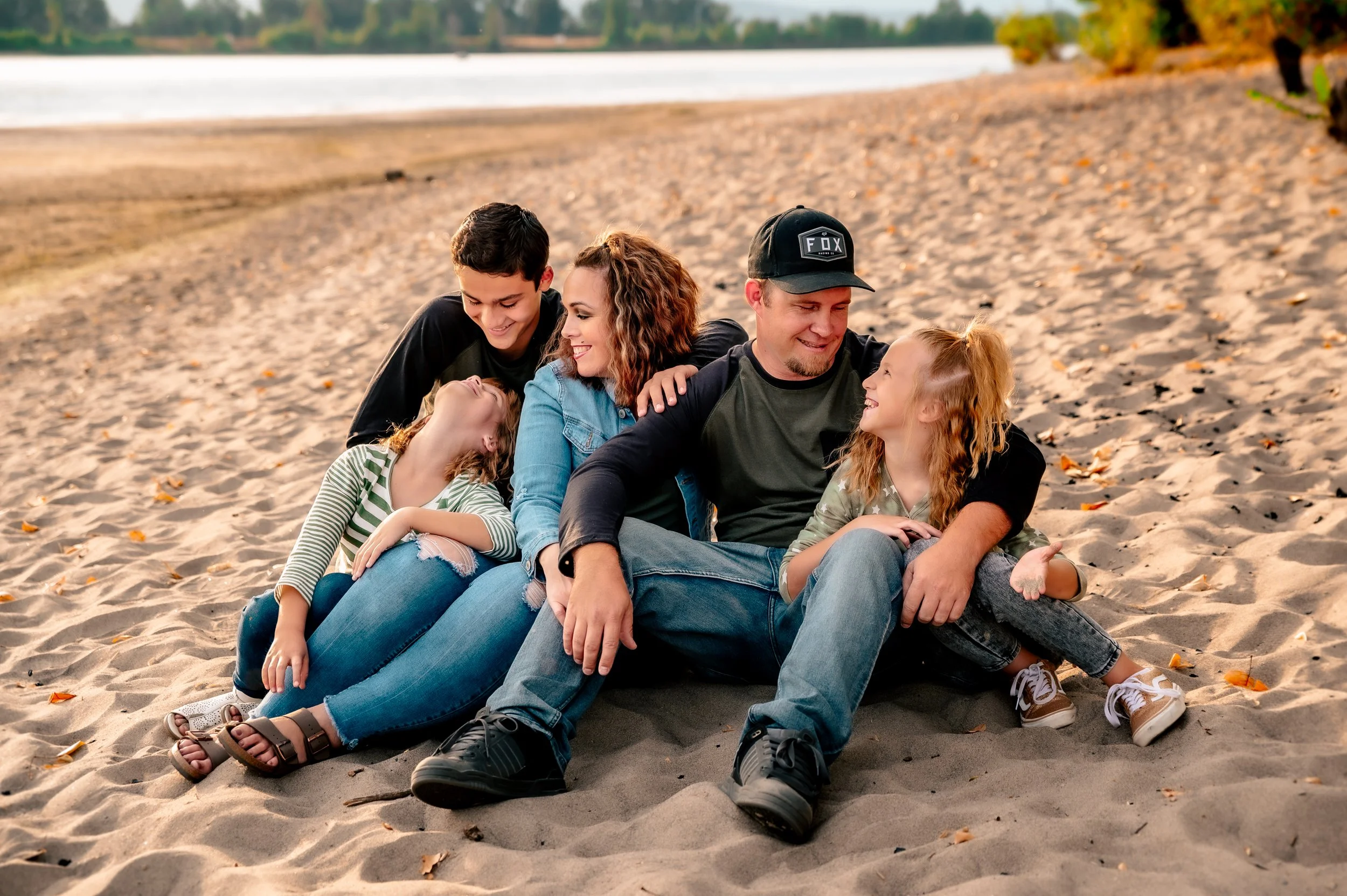 Beach family photography in Vancouver, Washington capturing relaxed, joyful family moments.