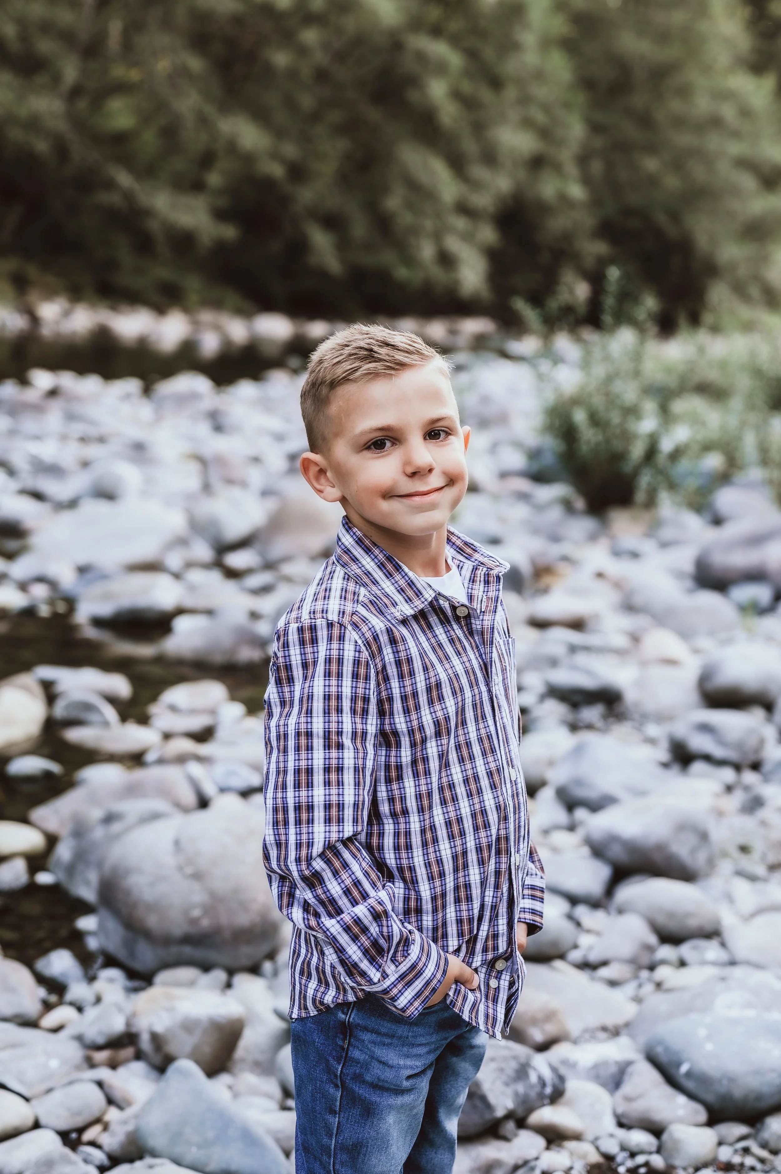 Natural outdoor portrait of a child during a family photo session in Vancouver, WA