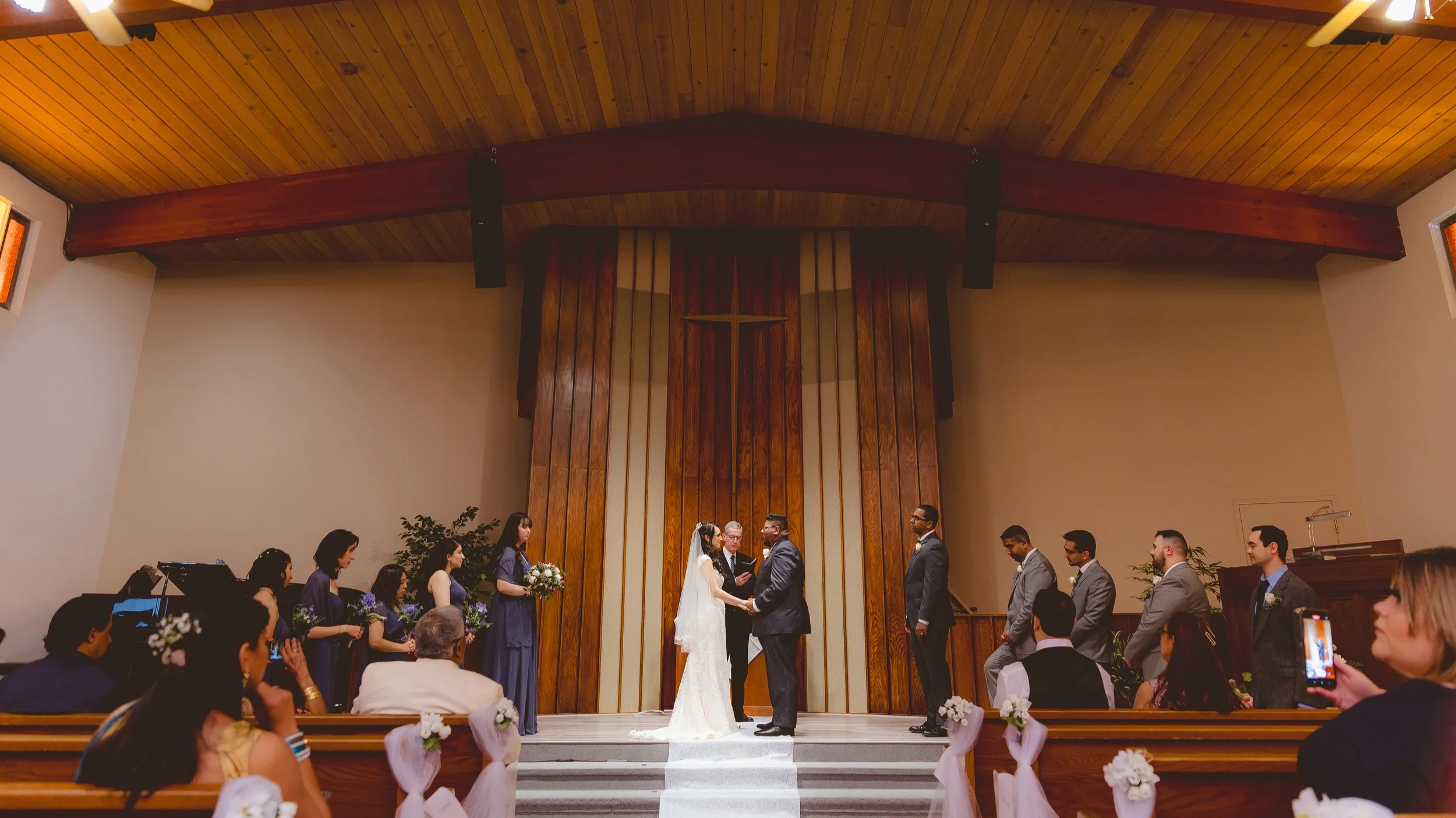 Indoor wedding ceremony during intimate wedding in Vancouver Washington