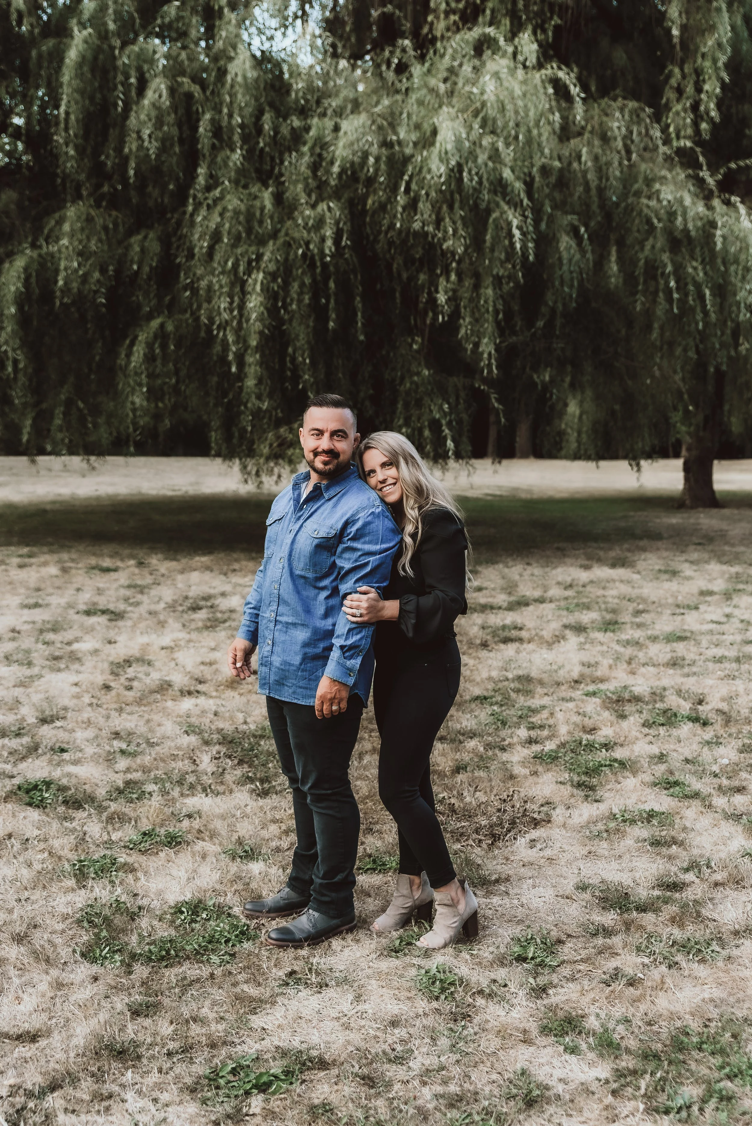 Parents  together during a relaxed family photo session in Vancouver, Washington