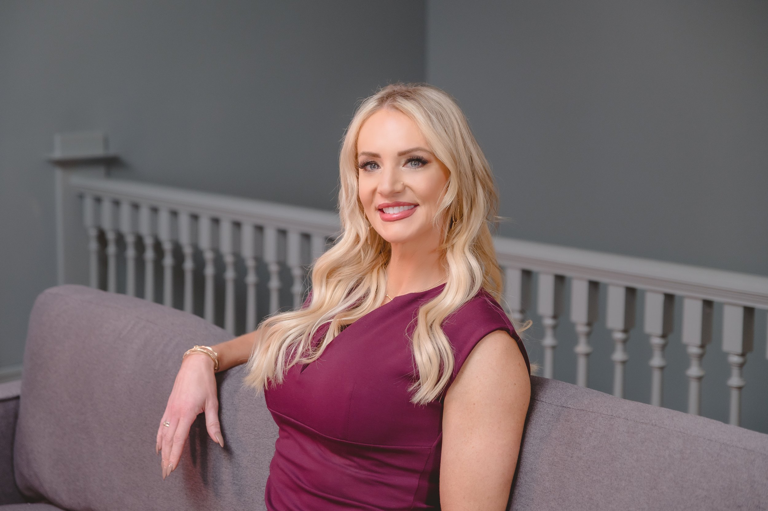 Modern branding headshot of a professional woman seated indoors in Vancouver WA