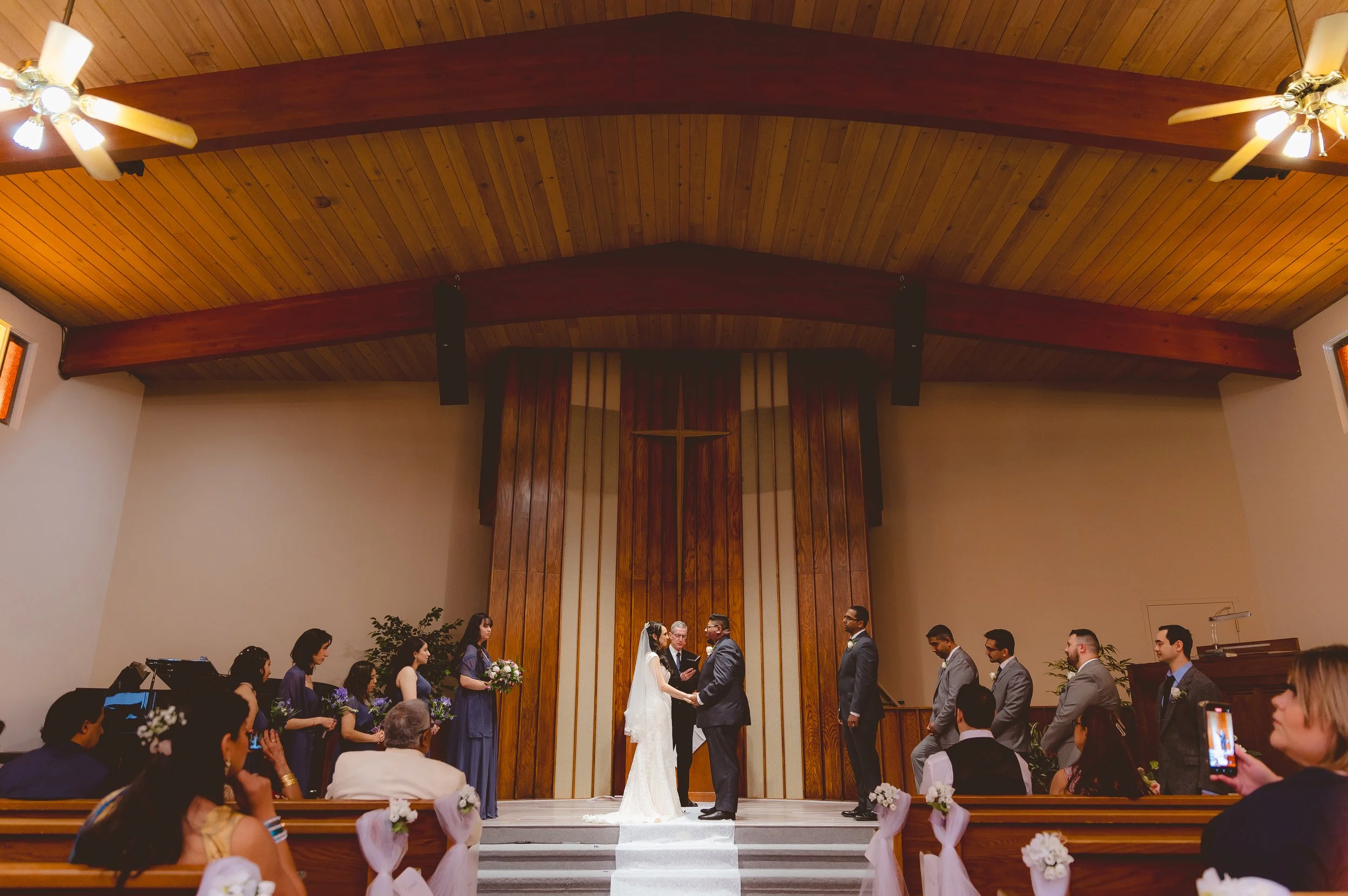 intimate indoor church ceremony at small wedding venue near portland oregon with close family and guests