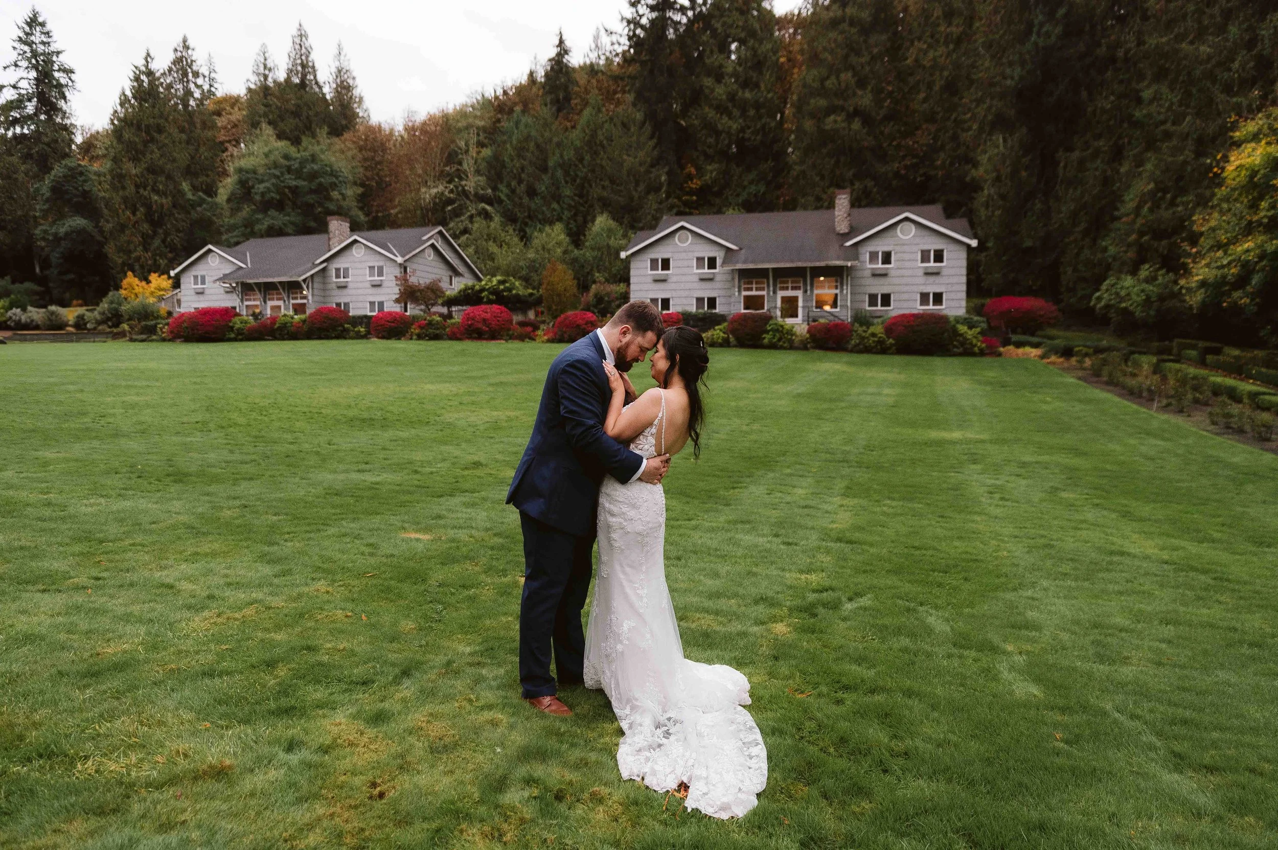 Bride and groom portrait after an intimate Oregon courthouse wedding celebration