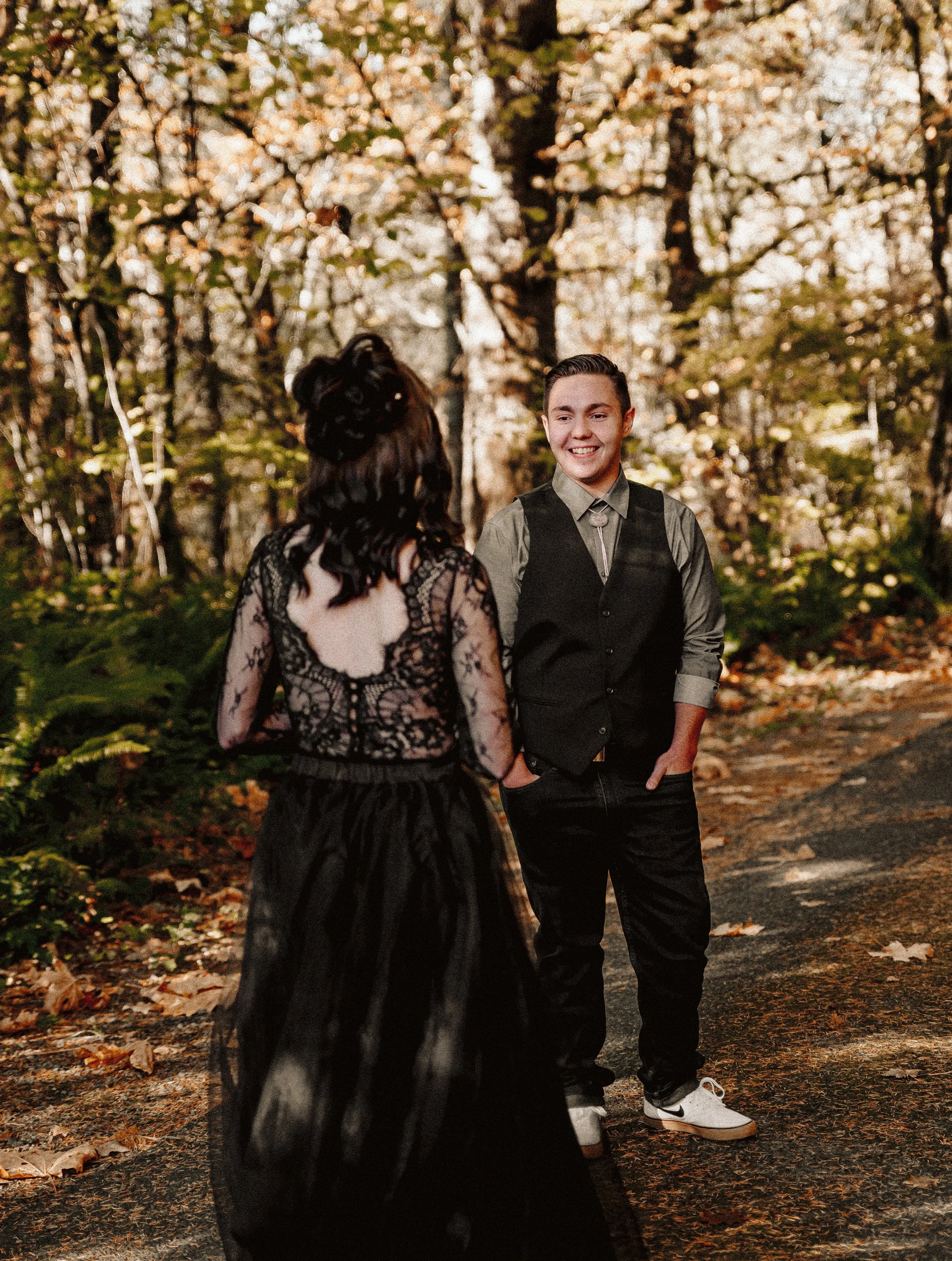 Emotional candid moment during a small wedding with family and genuine connection