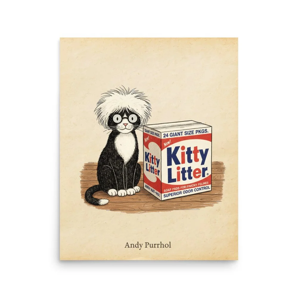 Art Friends: Andy Purrhol Kitty Litter Box Art Print