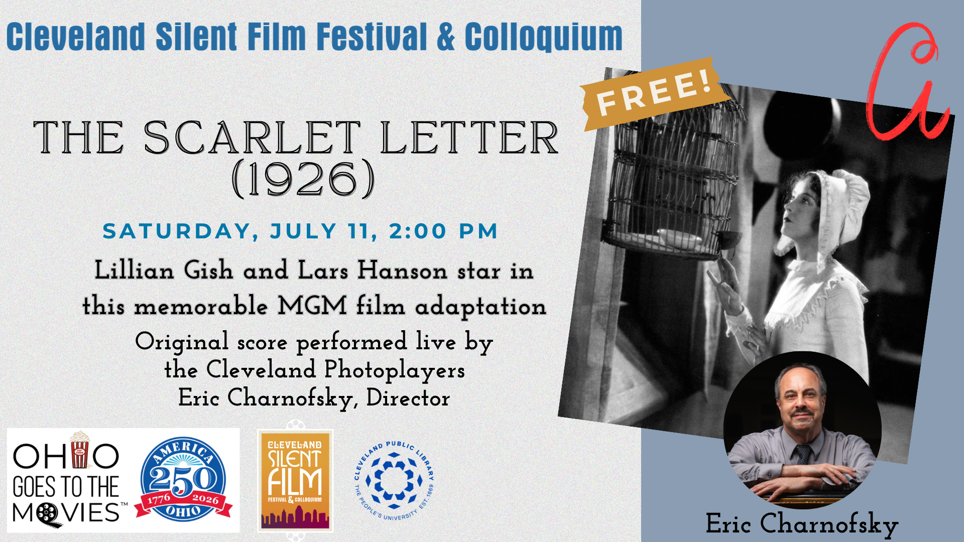 The 1926 film, The Scarlet Letter, with Lillian Gish