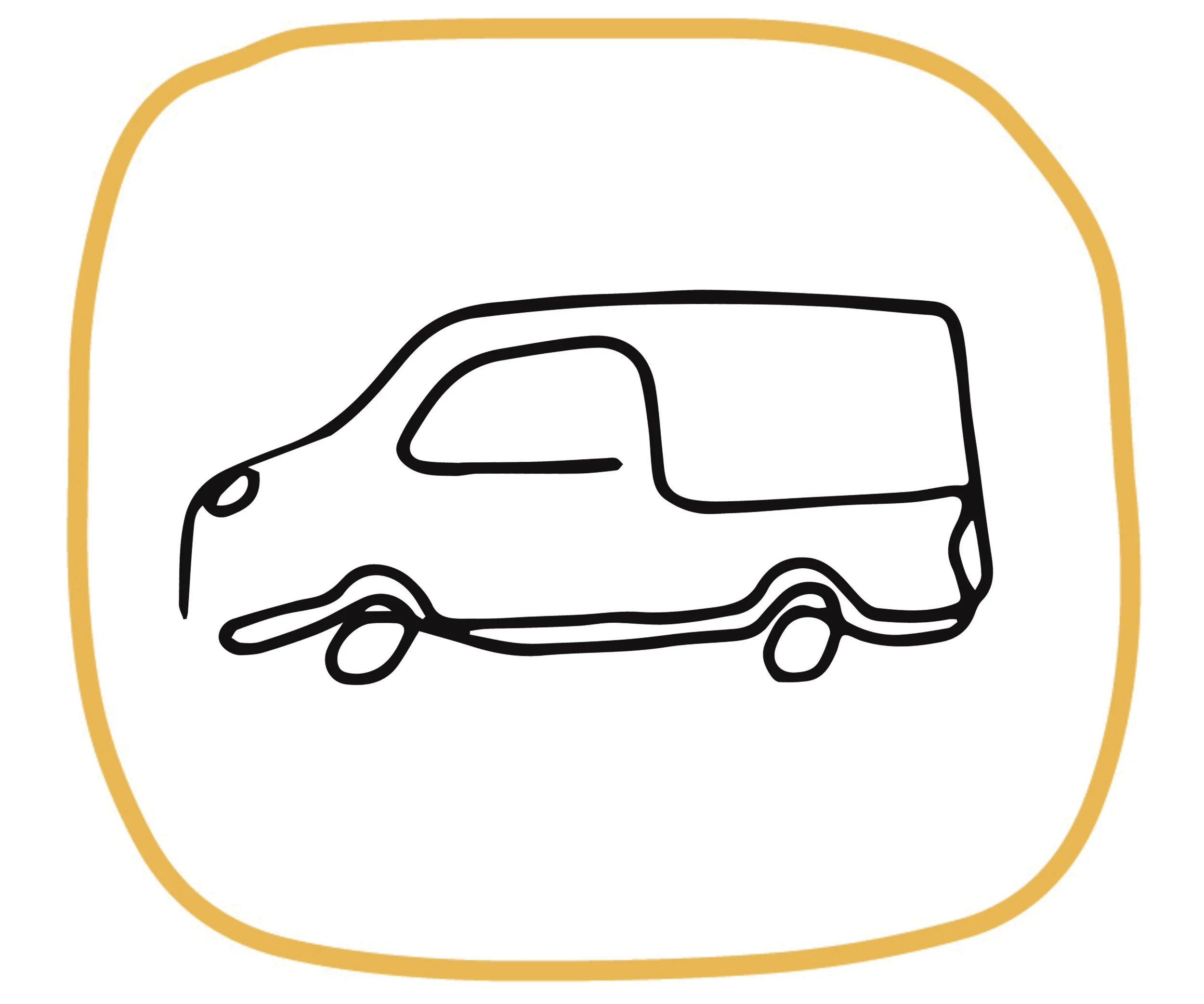 Hand drawn illustration of a work van
