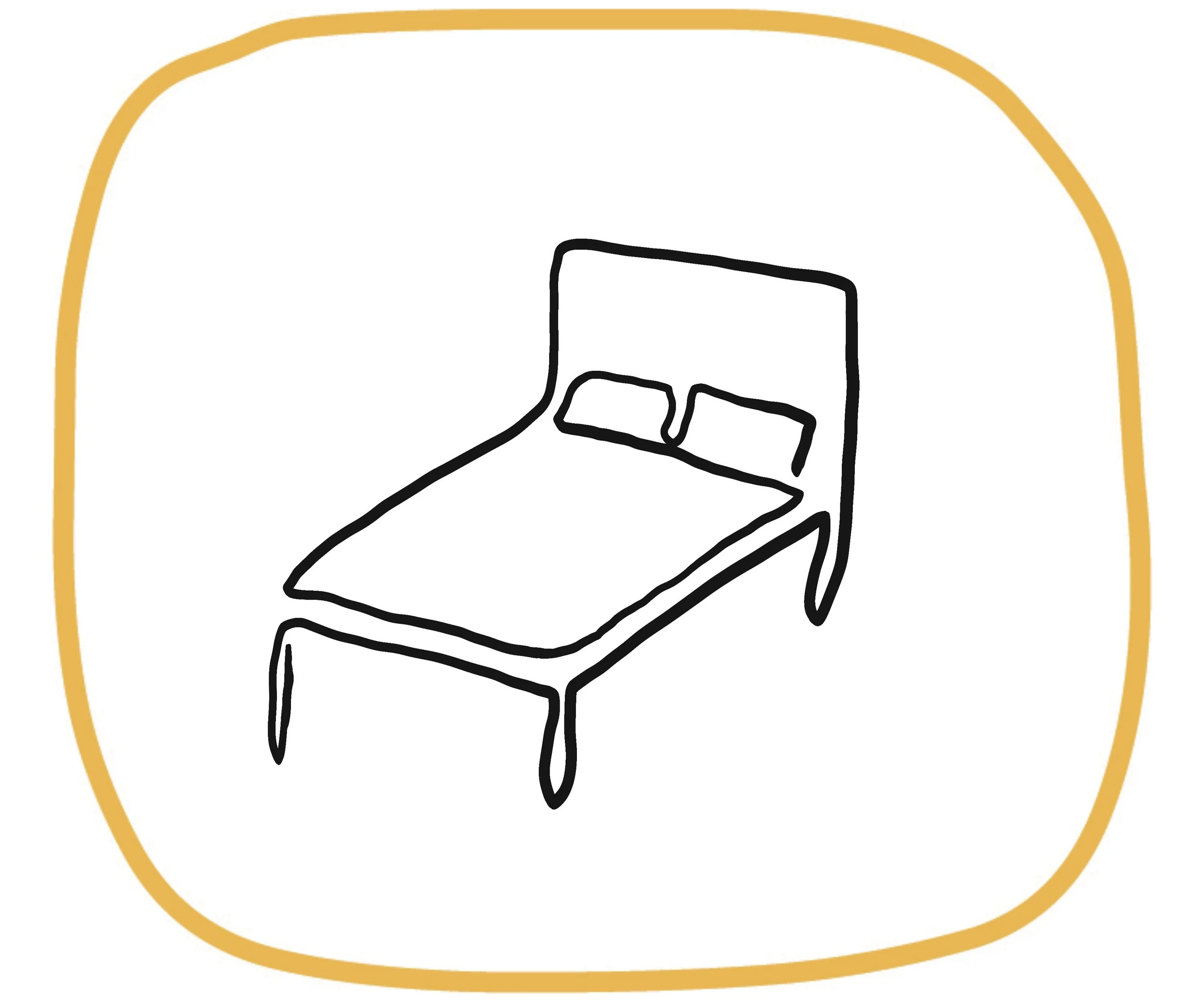Hand drawn illustration of a bed