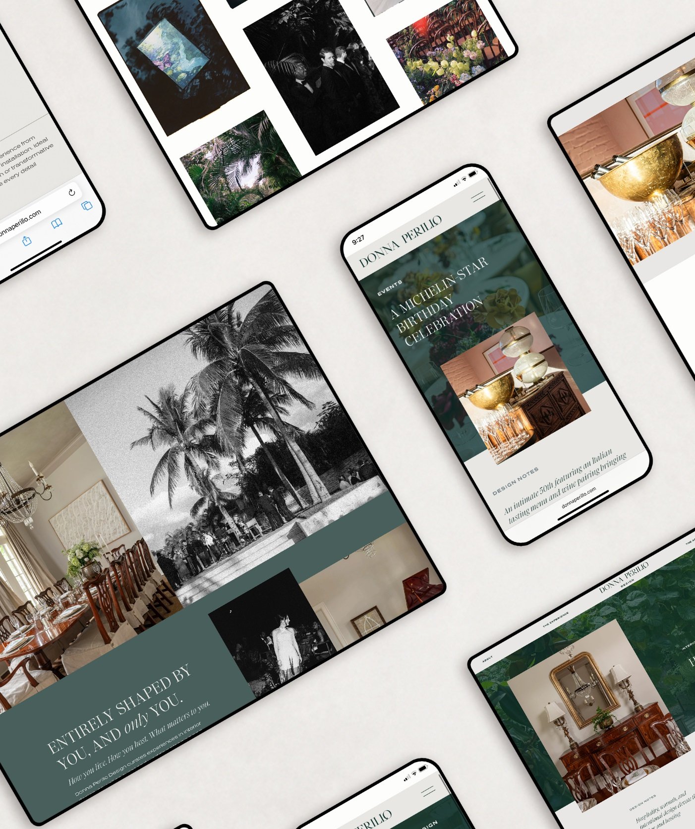 Squarespace layouts on mobile and desktop for luxury event and wedding planner