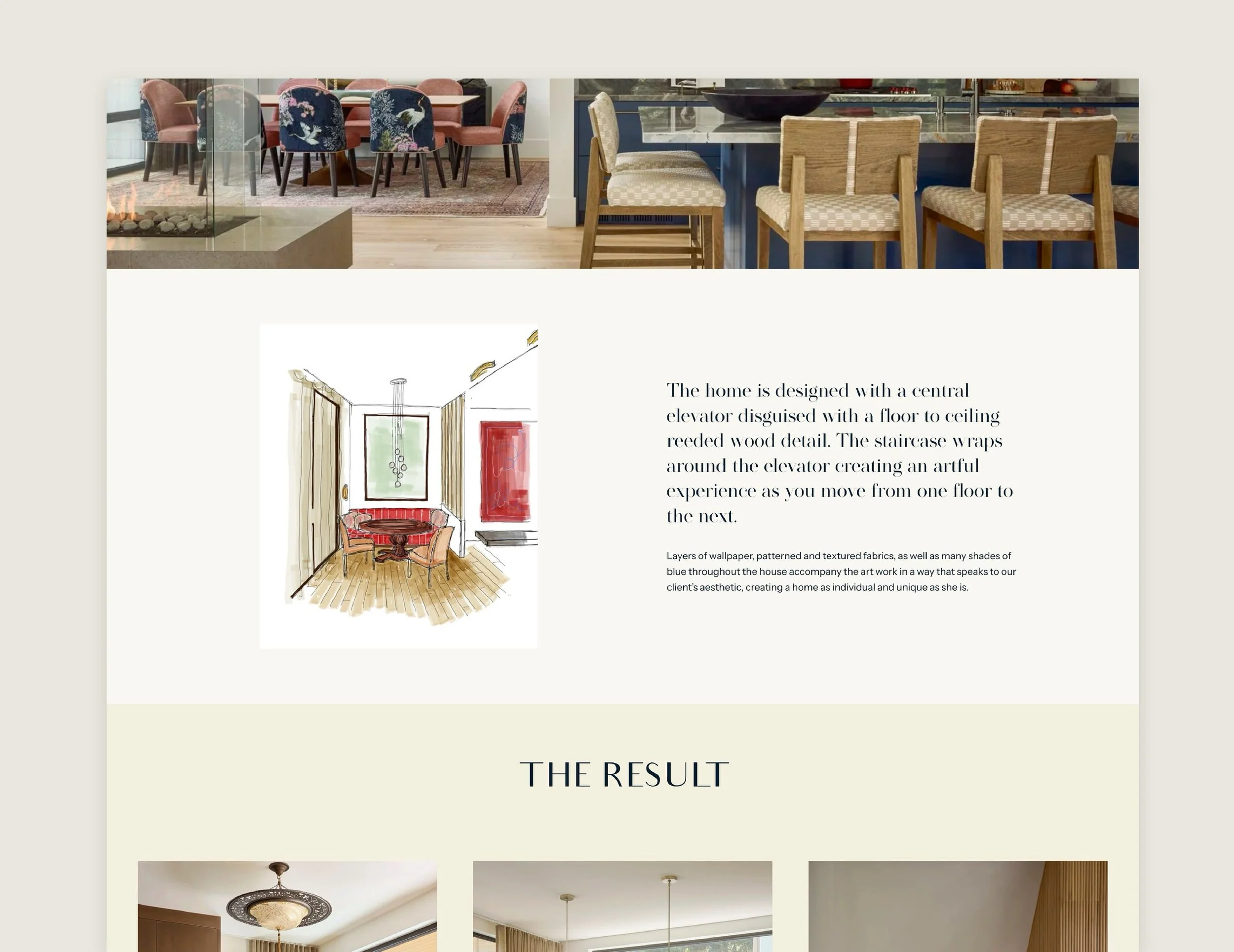 in depth interior design portfolio website exploration