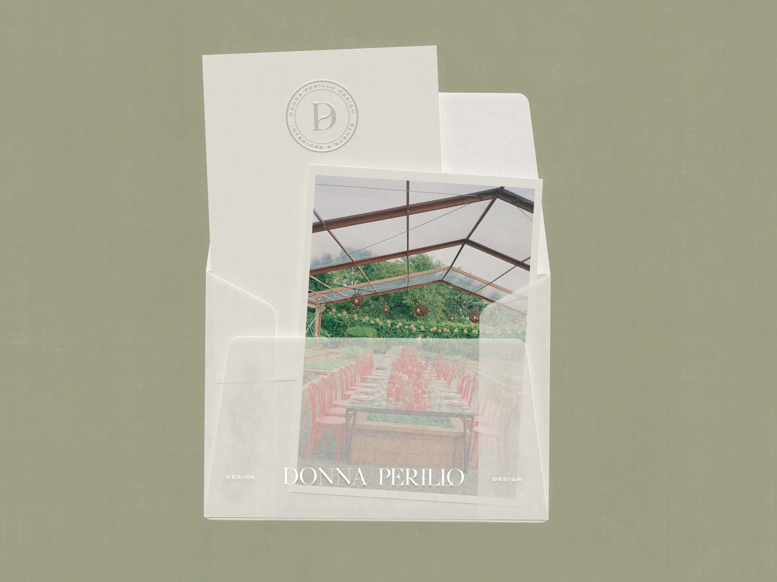 luxury branding collateral design with envelope and embossed card