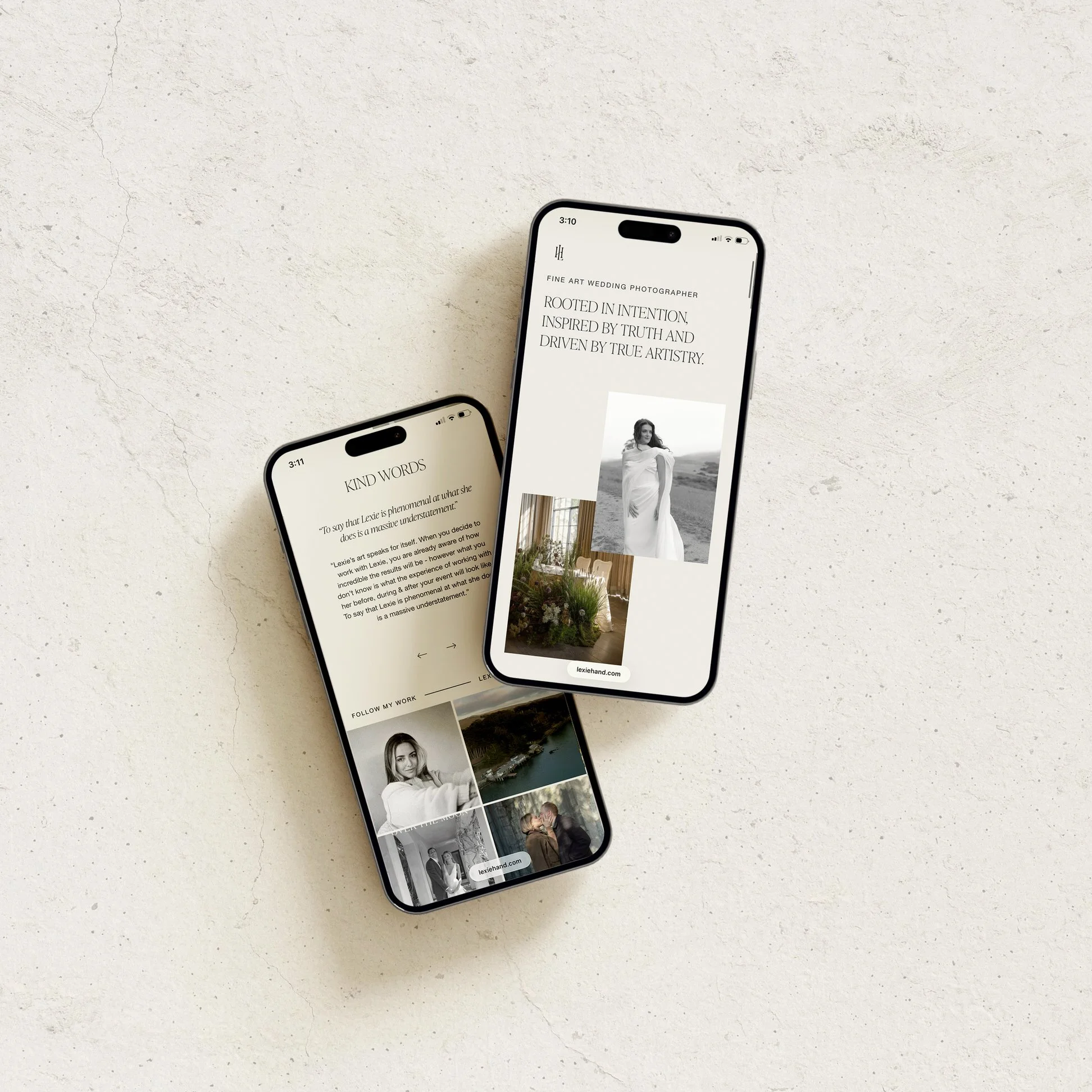 mobile view of web designer for photographers