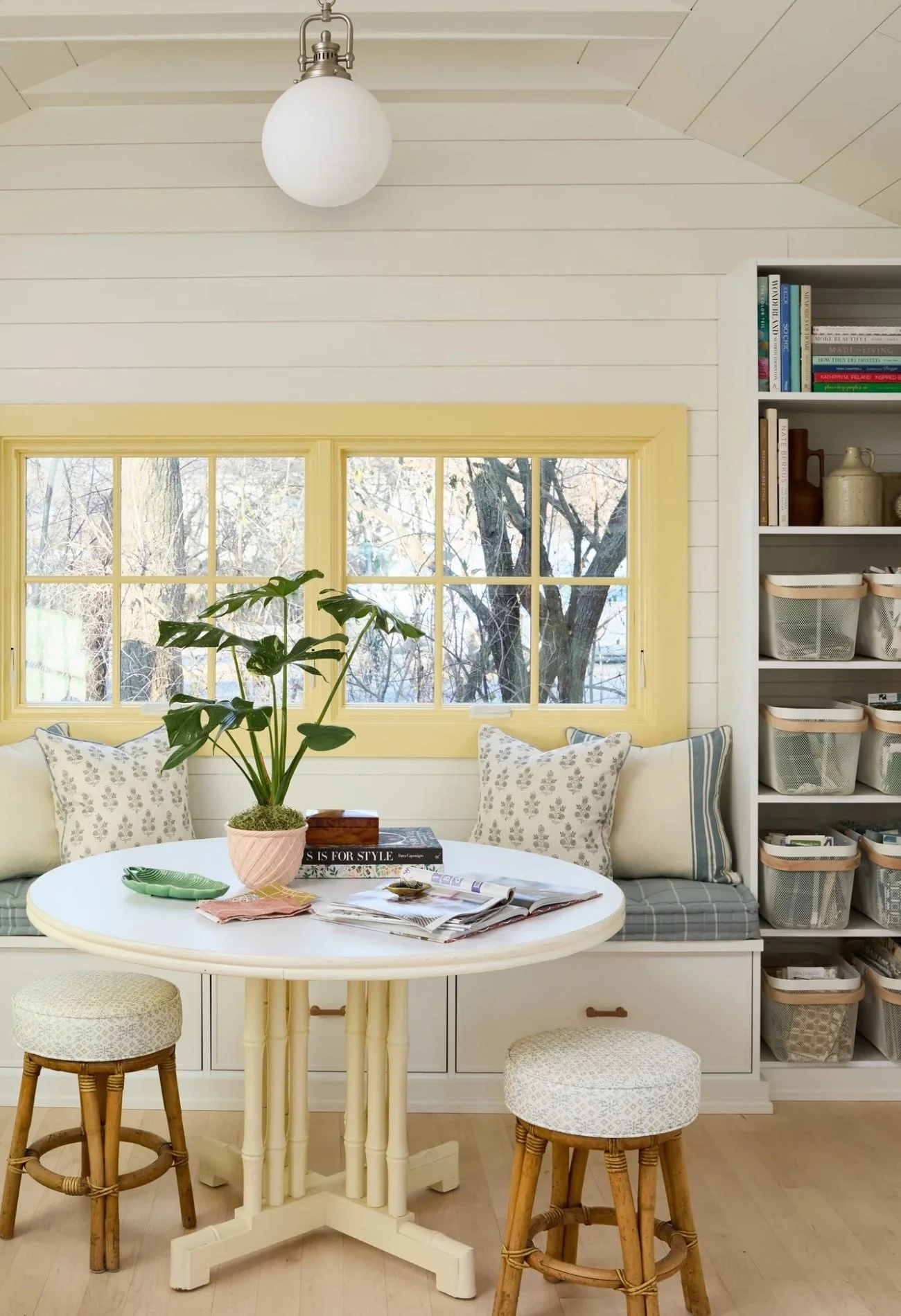 cheerful office with yellow trim
