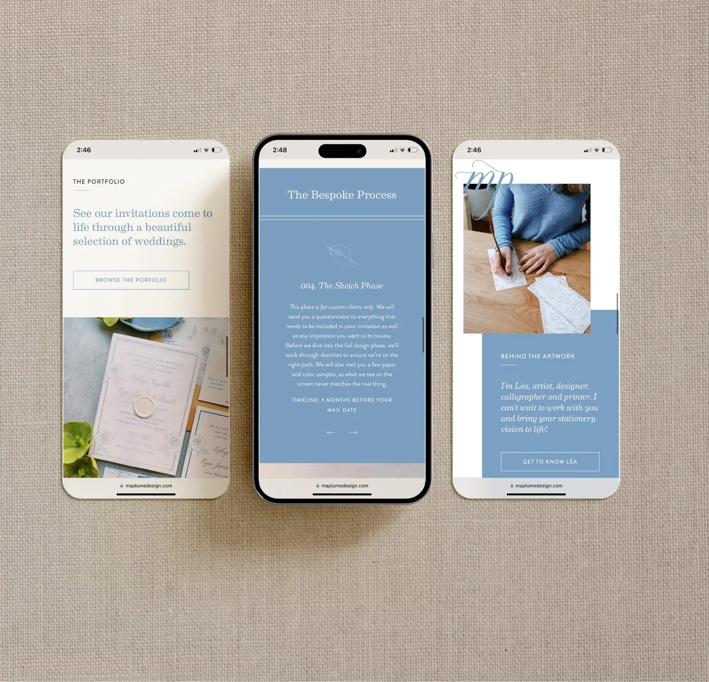 Timeless Mobile View of Bespoke Wedding Stationary Website