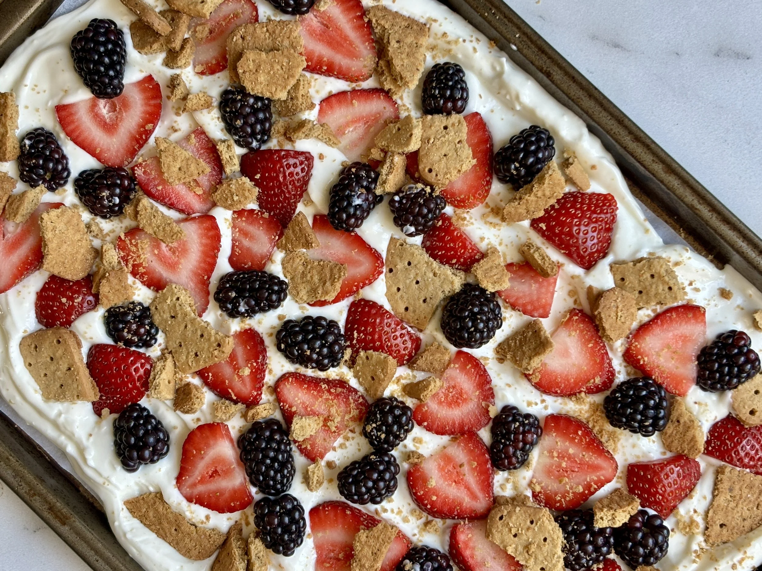 Frozen Berry Cheesecake Yogurt Bark