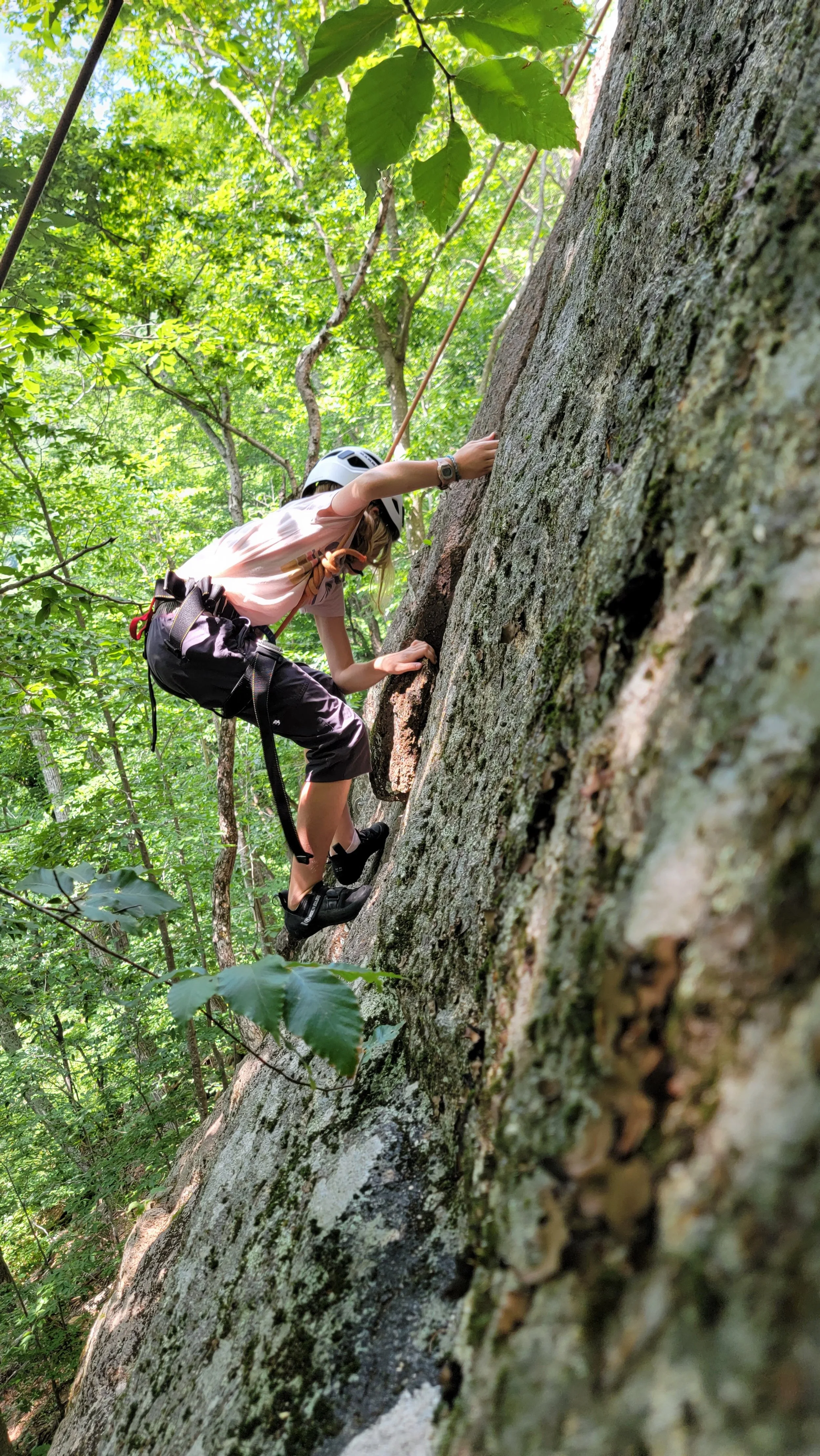 Rock climbing at Rumney New Hampshire. Summer Camp. 