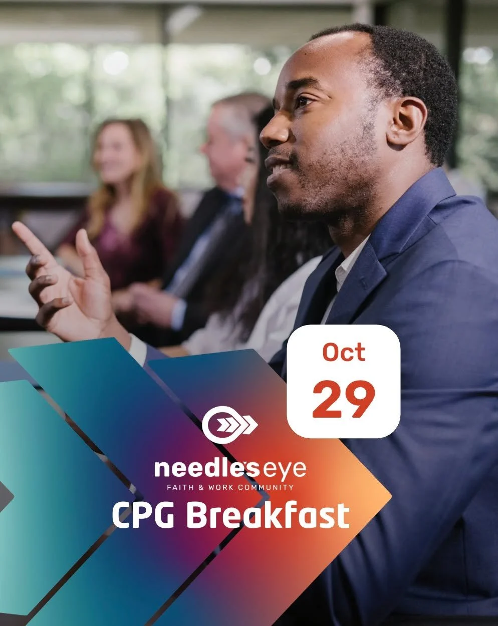 CPG Breakfast on October 29!

Business owners and leaders, join us for breakfast, fellowship, and networking with members of our CPGs, Owners &amp; Executives Cohort, and other Christian peers. The gathering features a presentation on AI with time fo