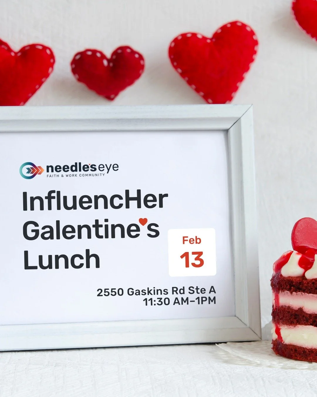 ❤️ InfluencHer Galentine&rsquo;s Lunch ❤️
Perfect Love, Bold Faith with Lauren Edwards

Fear shrinks us. God&rsquo;s love sets us free. ❤️
Join women from across Richmond for encouragement, connection, and bold faith.

Fri, Feb 13
11:30 AM&ndash;1 PM