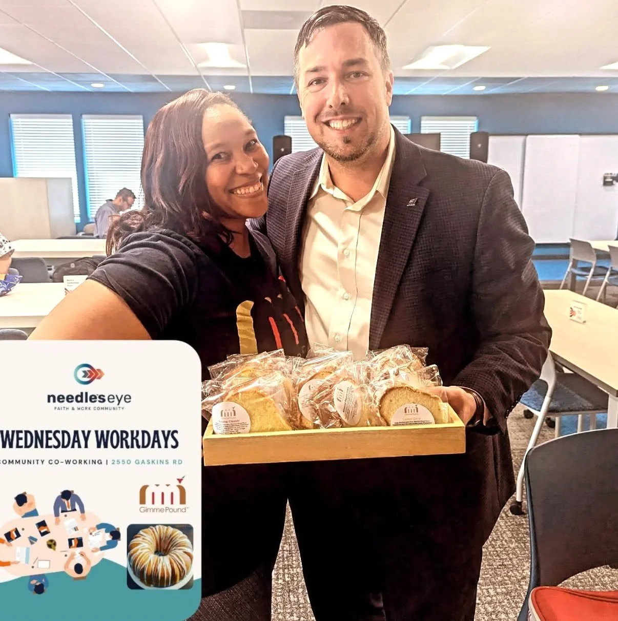 She's back! 🎂

Kimberly Knight of @gimmepoundcakes is returning to Wednesday Workdays this week! And yes, she's bringing more pound cakes.

Come cowork with us this Wednesday, 8AM&ndash;4:30PM at 2550 Gaskins Rd. No registration required. Just show 
