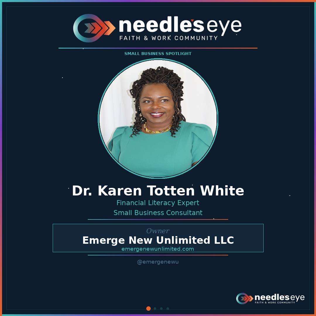 Today we're spotlighting Dr. Karen Totten White, owner of Emerge New Unlimited @emergenewu and author of The Money Cycle: Your Personal Journey to Financial Independence.  Emerge New supports in areas of small business consulting, leadership and team