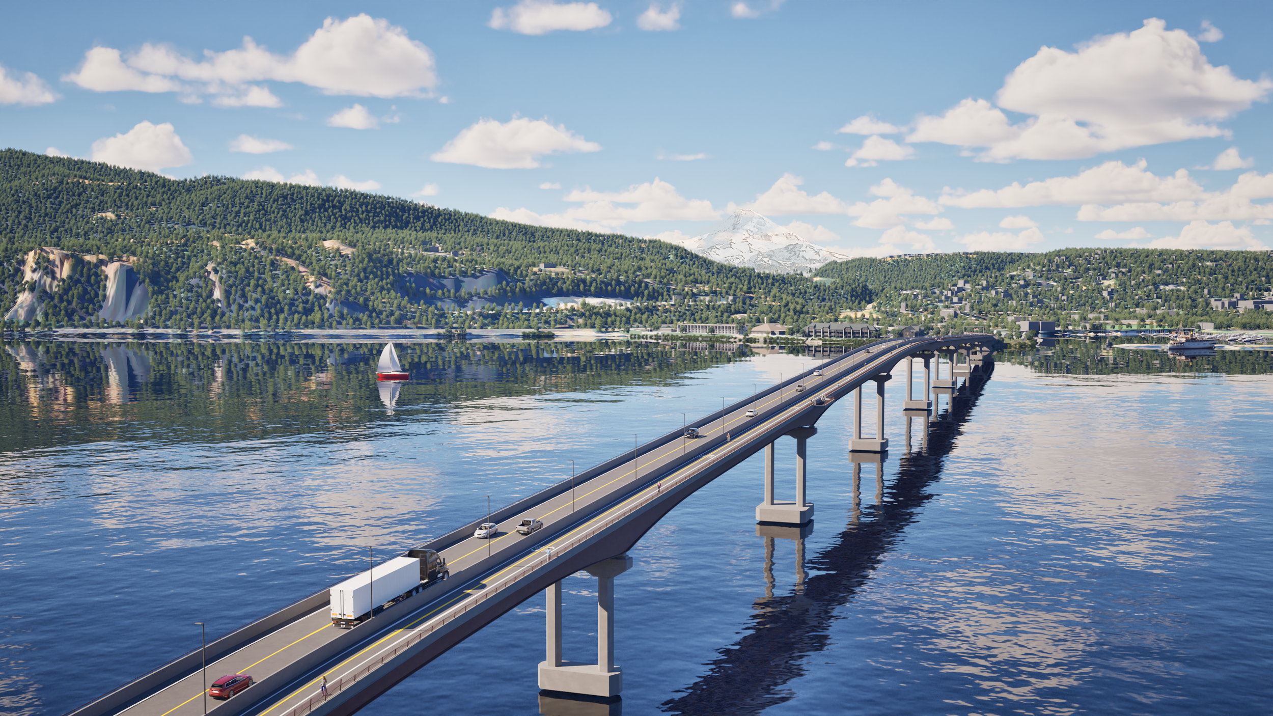 An illustrative rendering of the new Hood River-White Salmon Bridge
