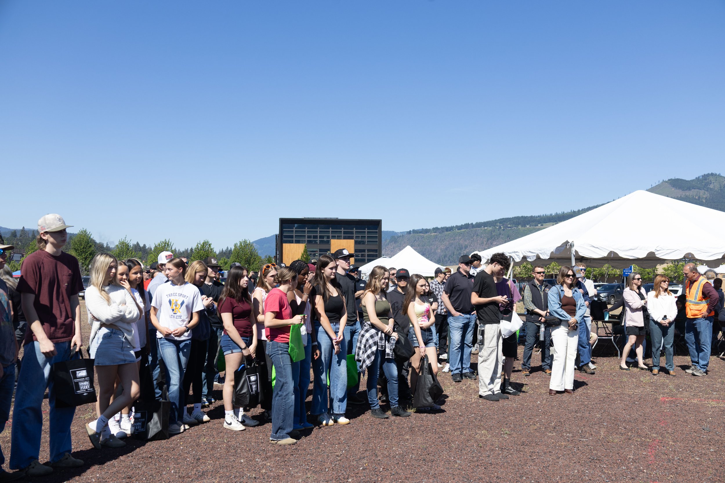 A large group of students and community members at the Career and Industry Event