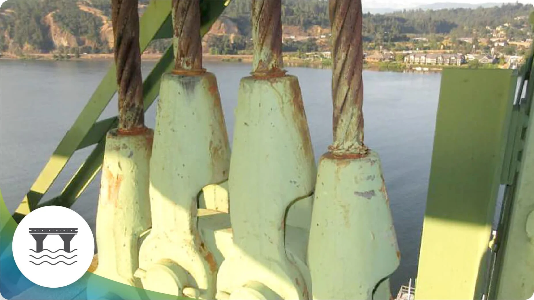 Close up of seismic foundations of a bridge. 