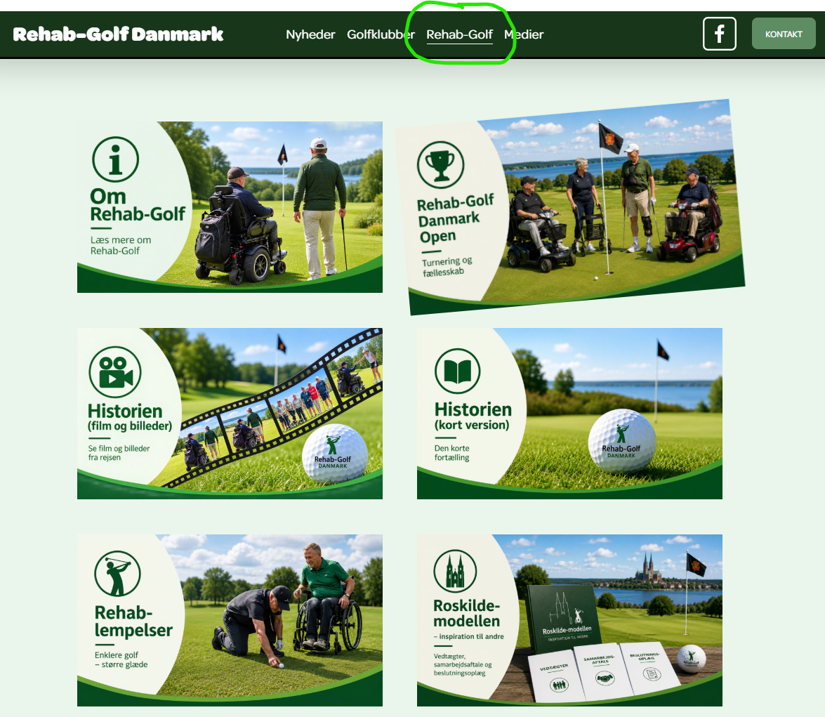 Nyt menu-punkt “Rehab-Golf”