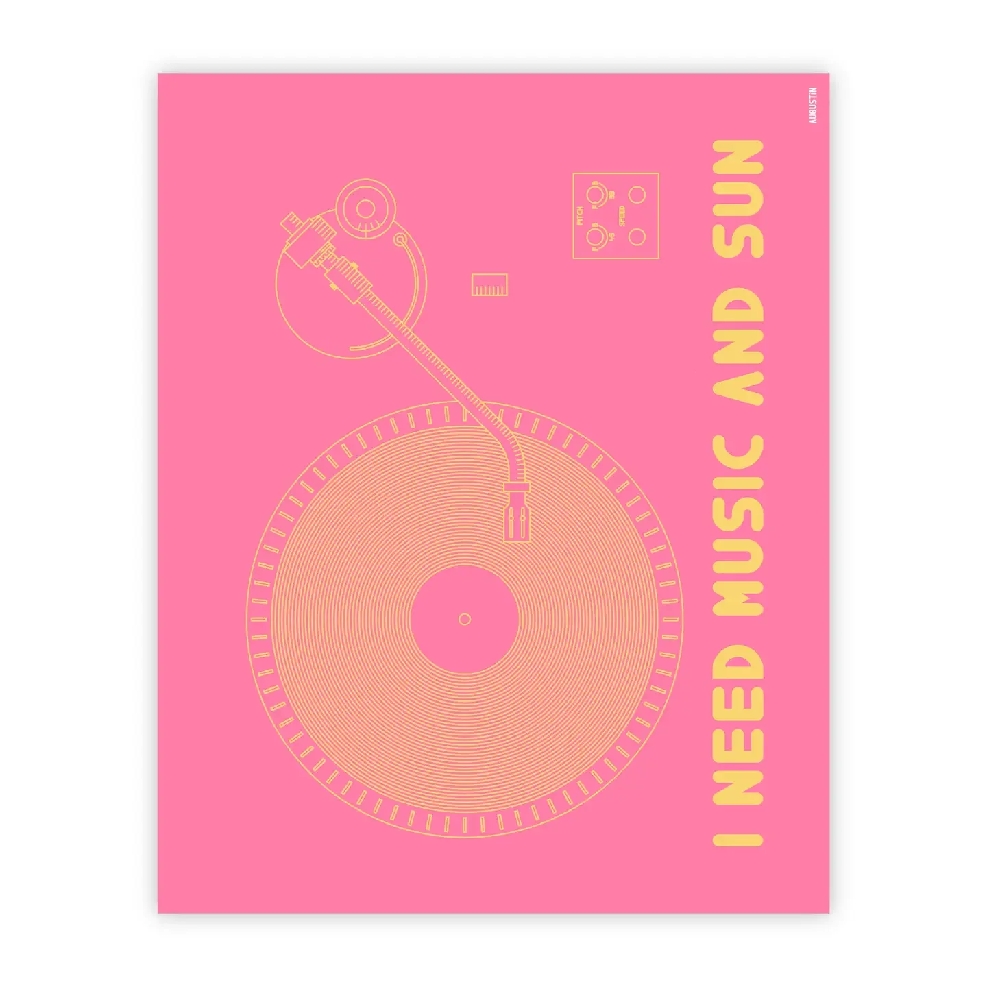 ADM Store, Surprise Malo, affiche, I need music and sun, rose.webp