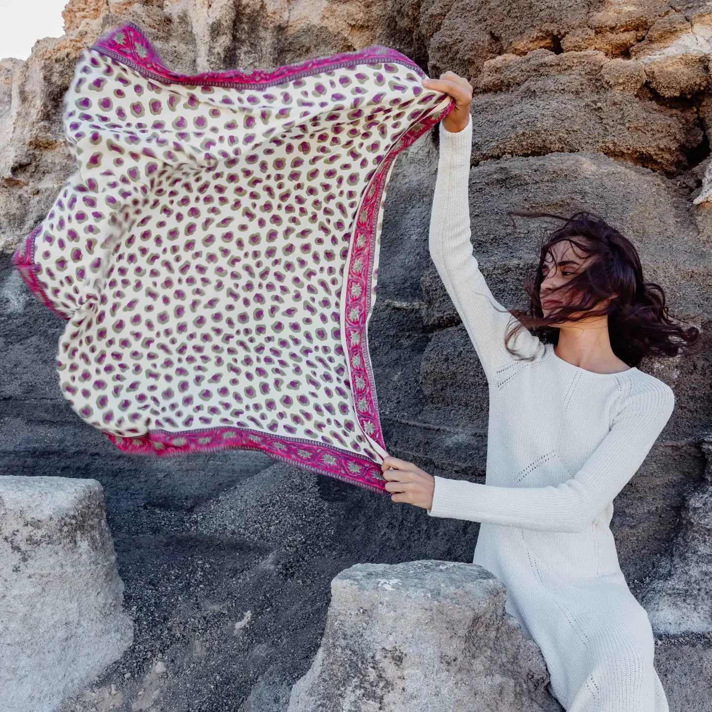 ADM Store, Surprise Malo, Foulard coton fuchsia Leandro 2.webp